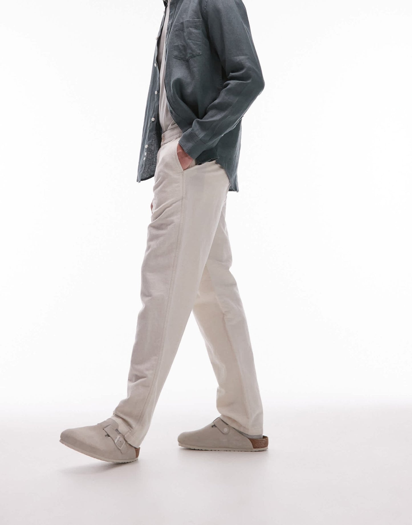 ARKET linen blend trousers in light beige - ASOS Sample Sale