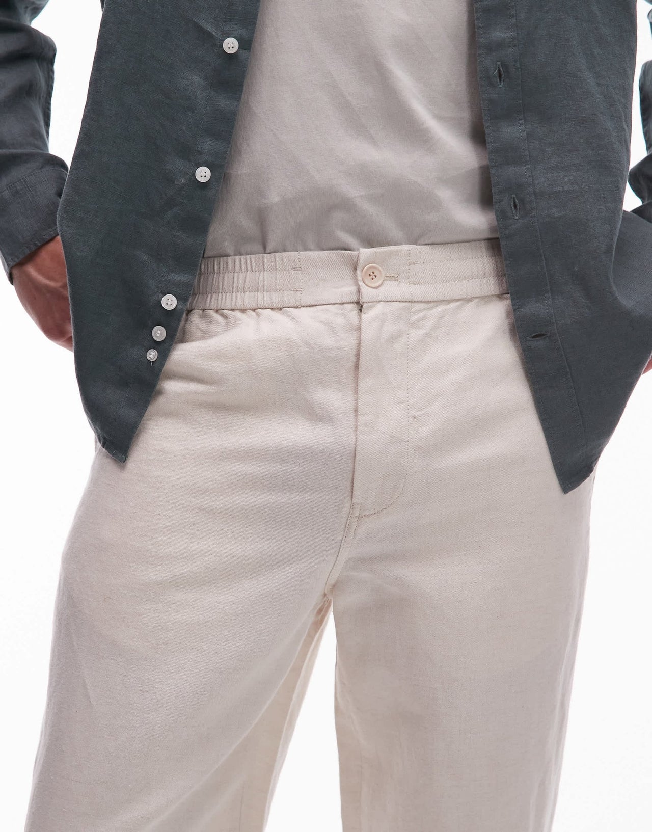 ARKET linen blend trousers in light beige - ASOS Sample Sale