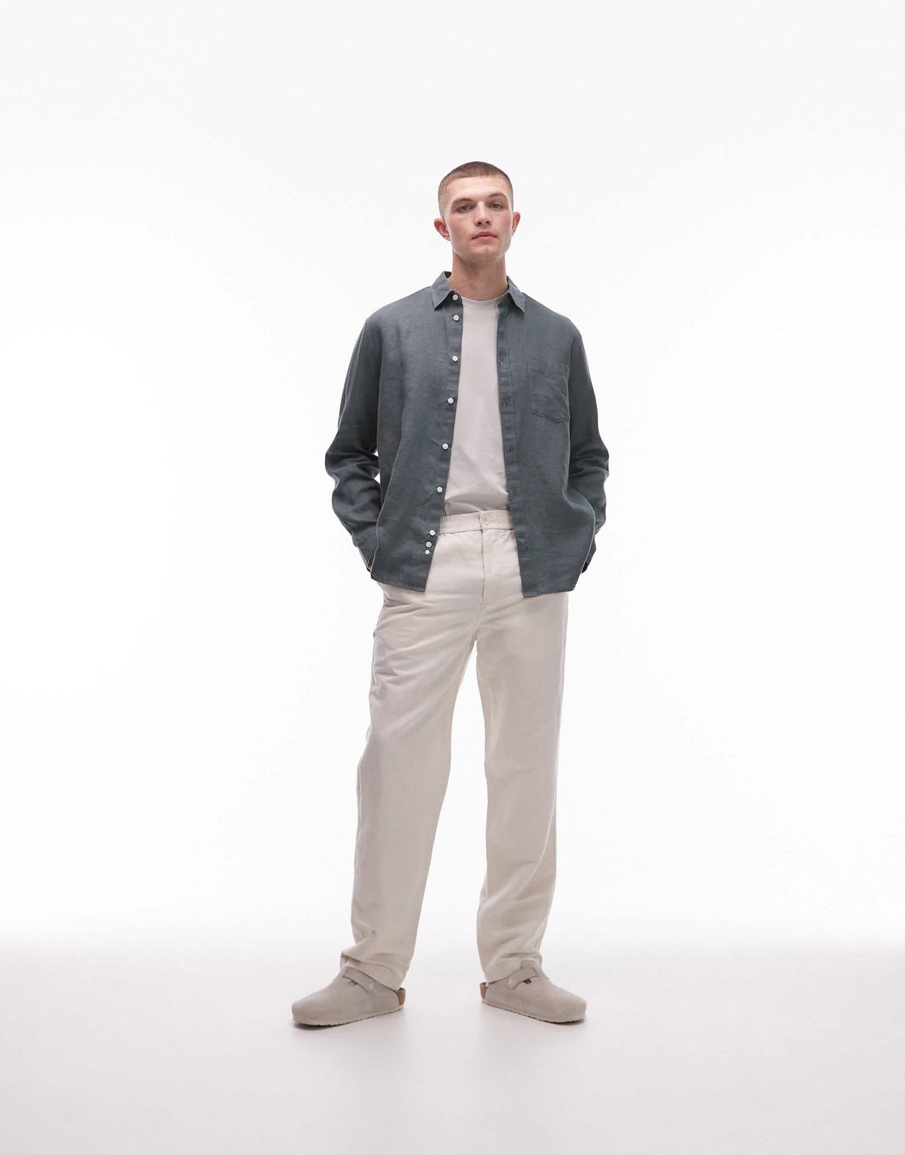 ARKET linen blend trousers in light beige - ASOS Sample Sale