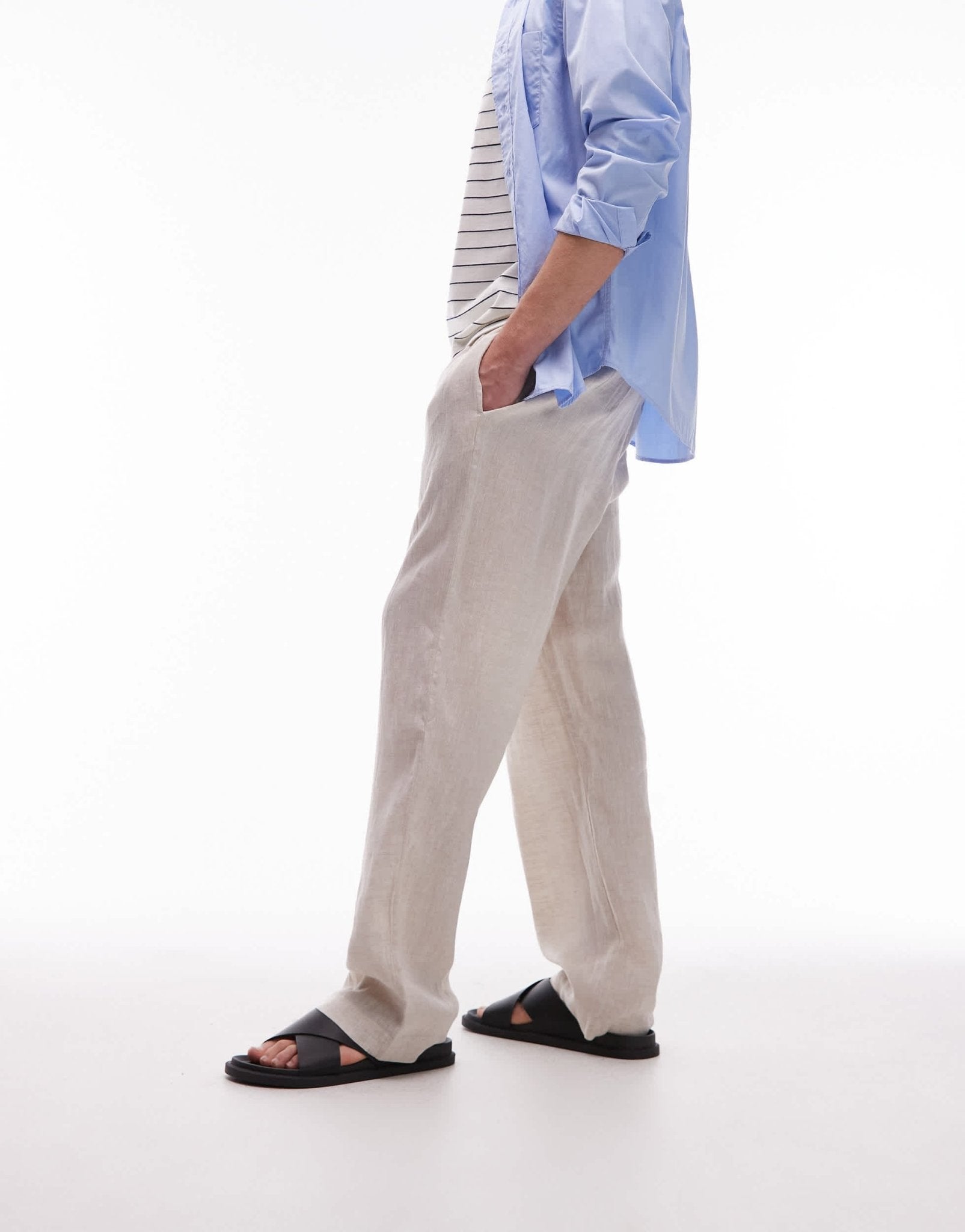 ARKET linen drawstring relaxed trousers in beige - ASOS Sample Sale