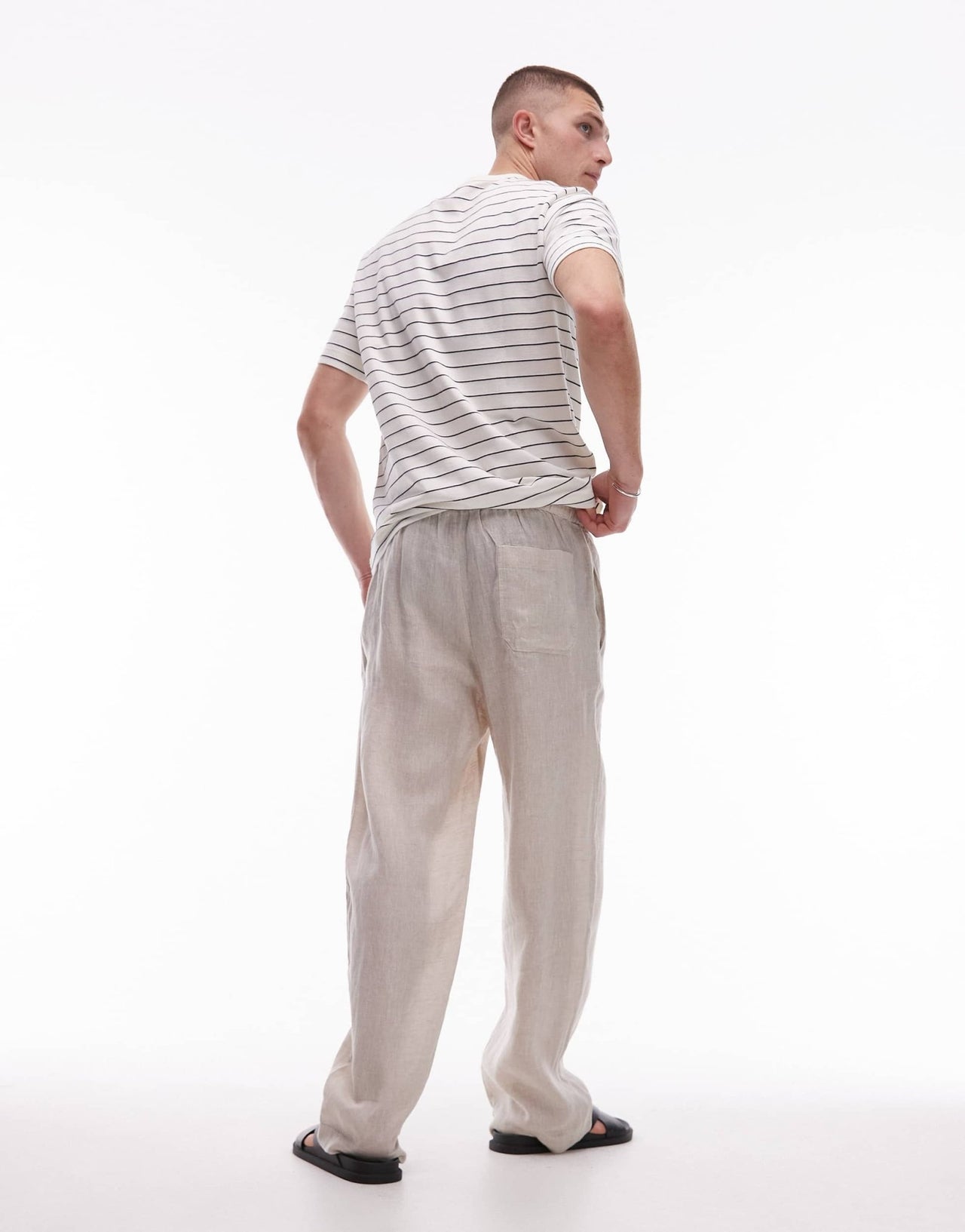 ARKET linen drawstring relaxed trousers in beige - ASOS Sample Sale
