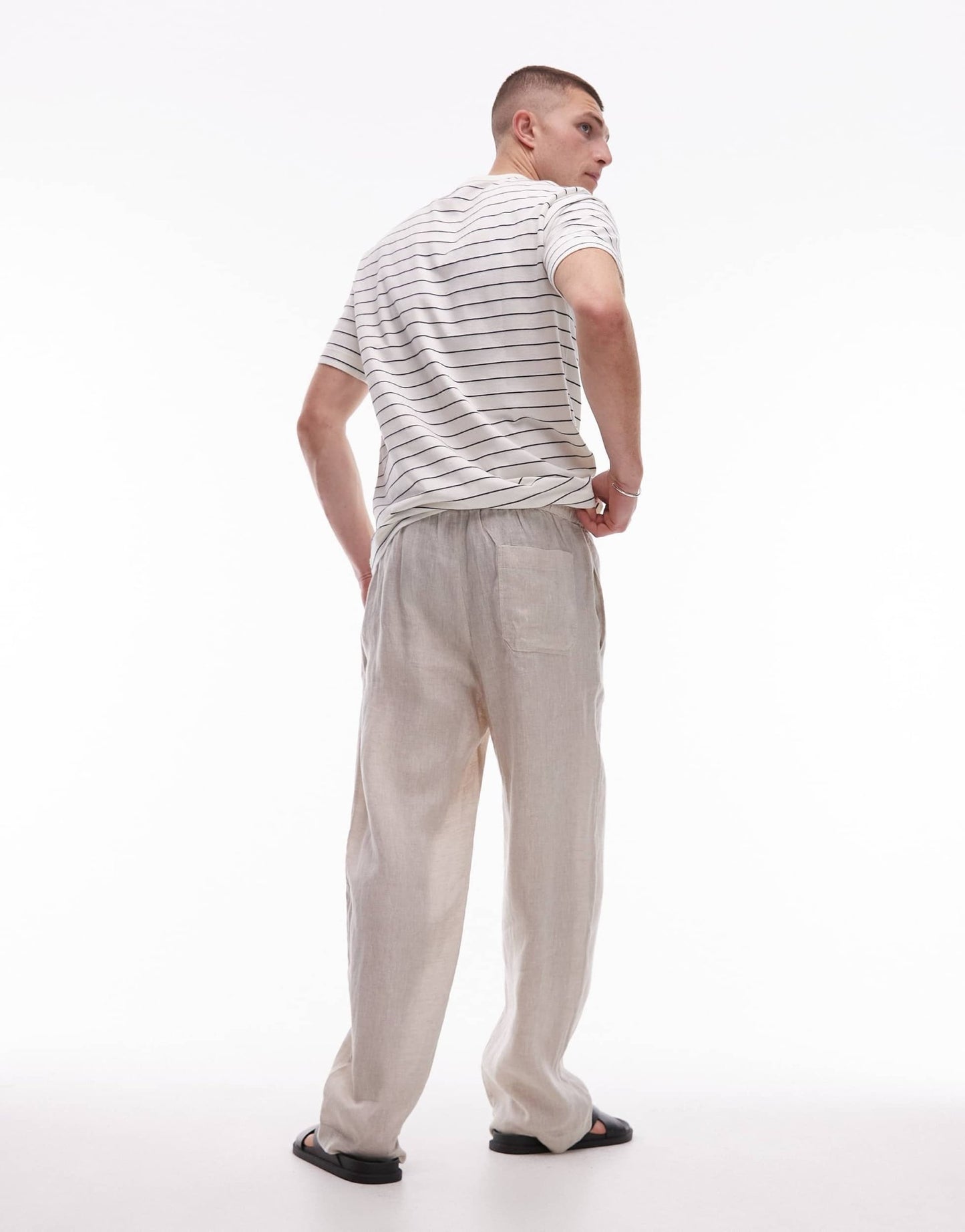 ARKET linen drawstring relaxed trousers in beige - ASOS Sample Sale