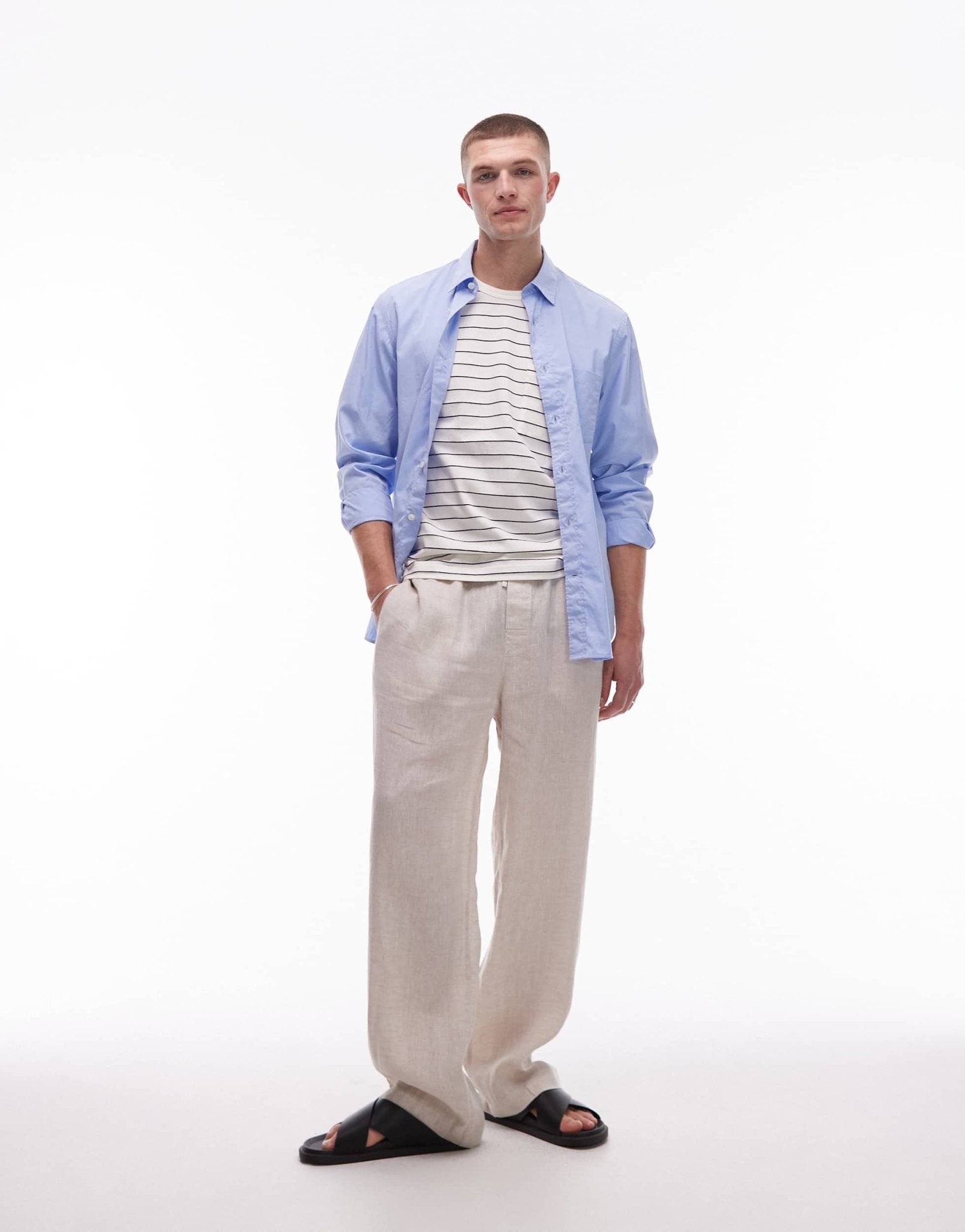 ARKET linen drawstring relaxed trousers in beige - ASOS Sample Sale