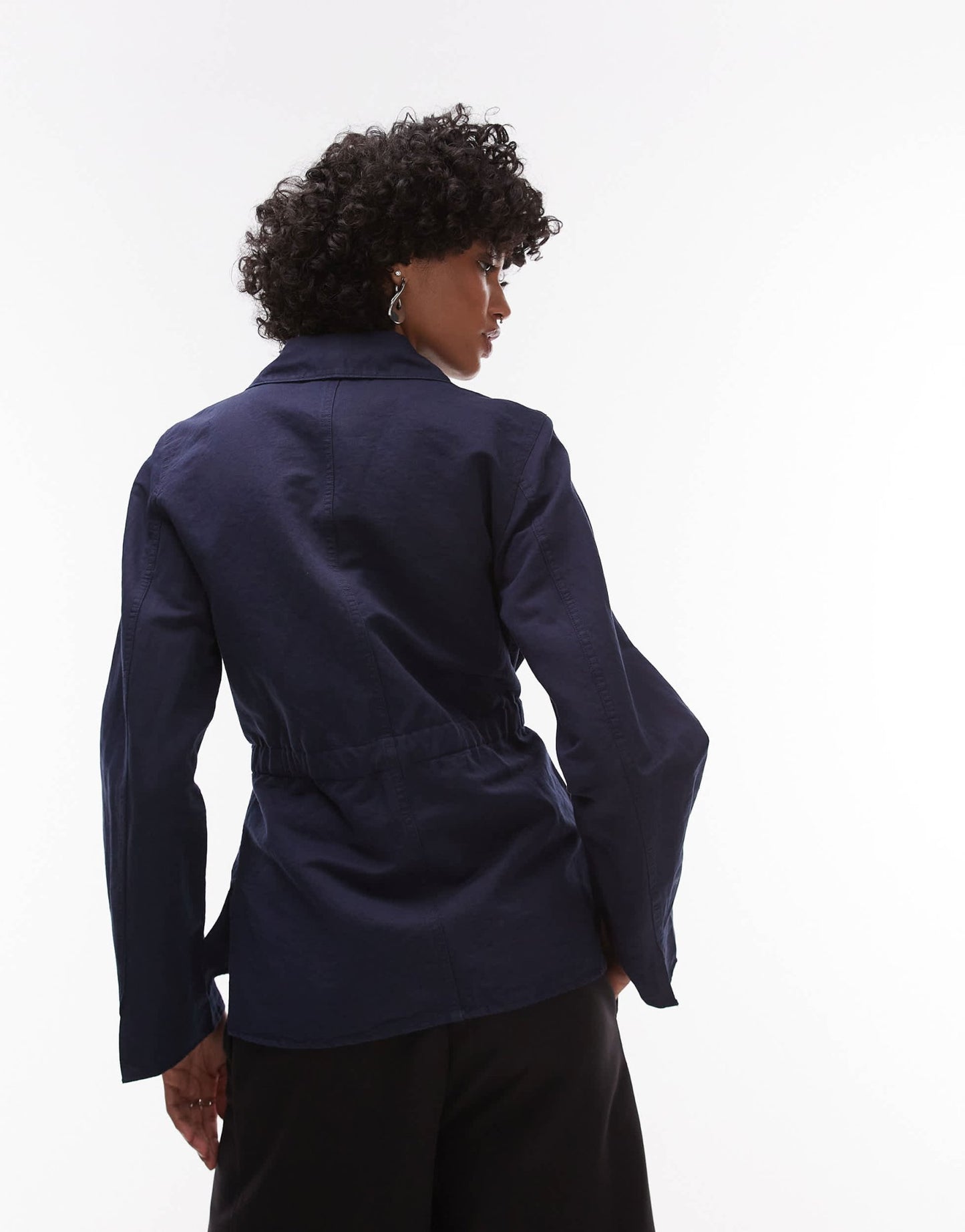 ARKET linen mix shacket in rinse wash indigo with contrast thread front patch pockets - ASOS Sample Sale