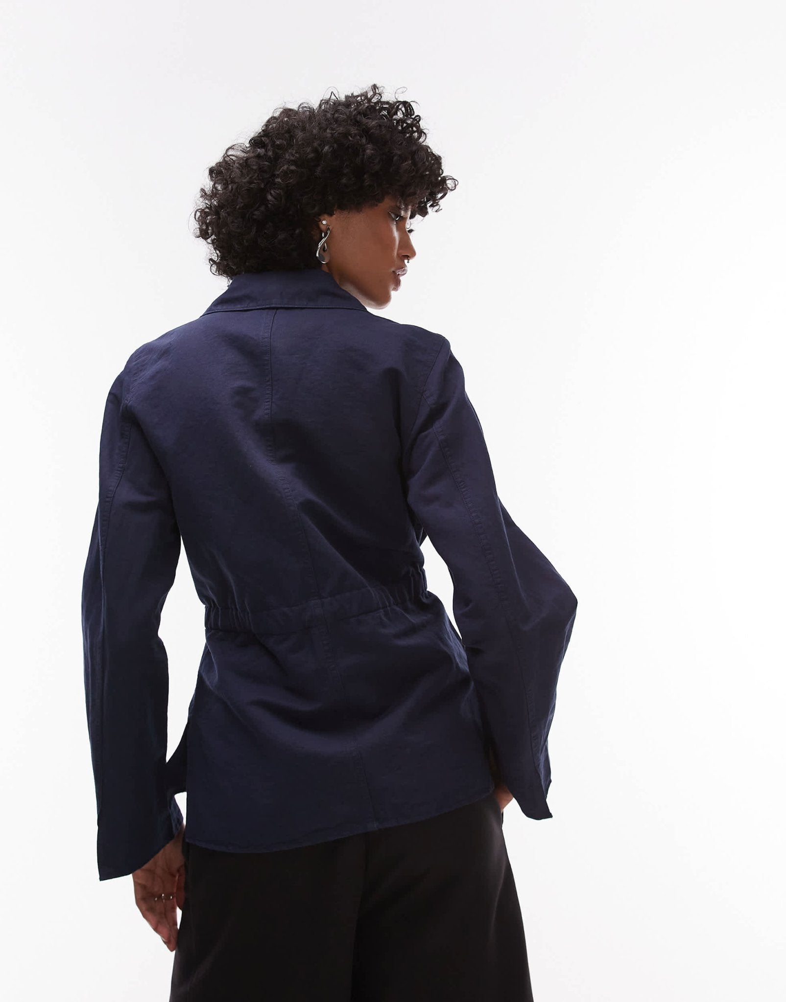 ARKET linen mix shacket in rinse wash indigo with contrast thread front patch pockets - ASOS Sample Sale