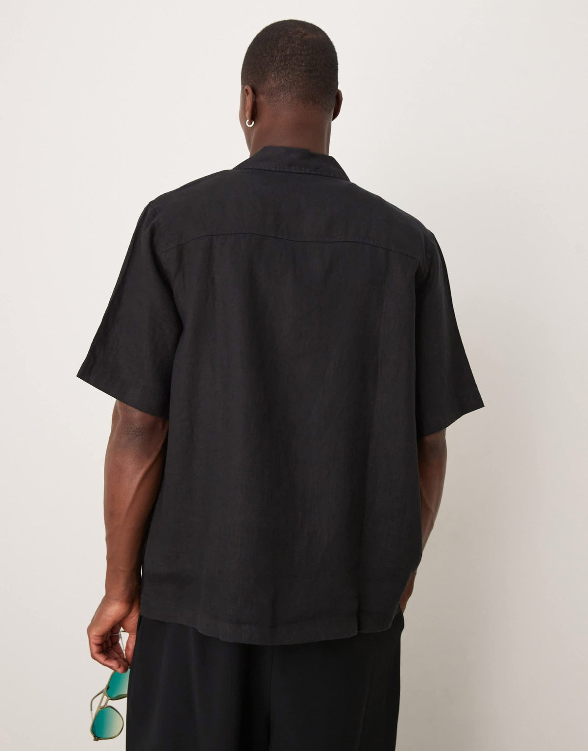 ARKET linen short sleeve shirt with front pocket in black - ASOS Sample Sale
