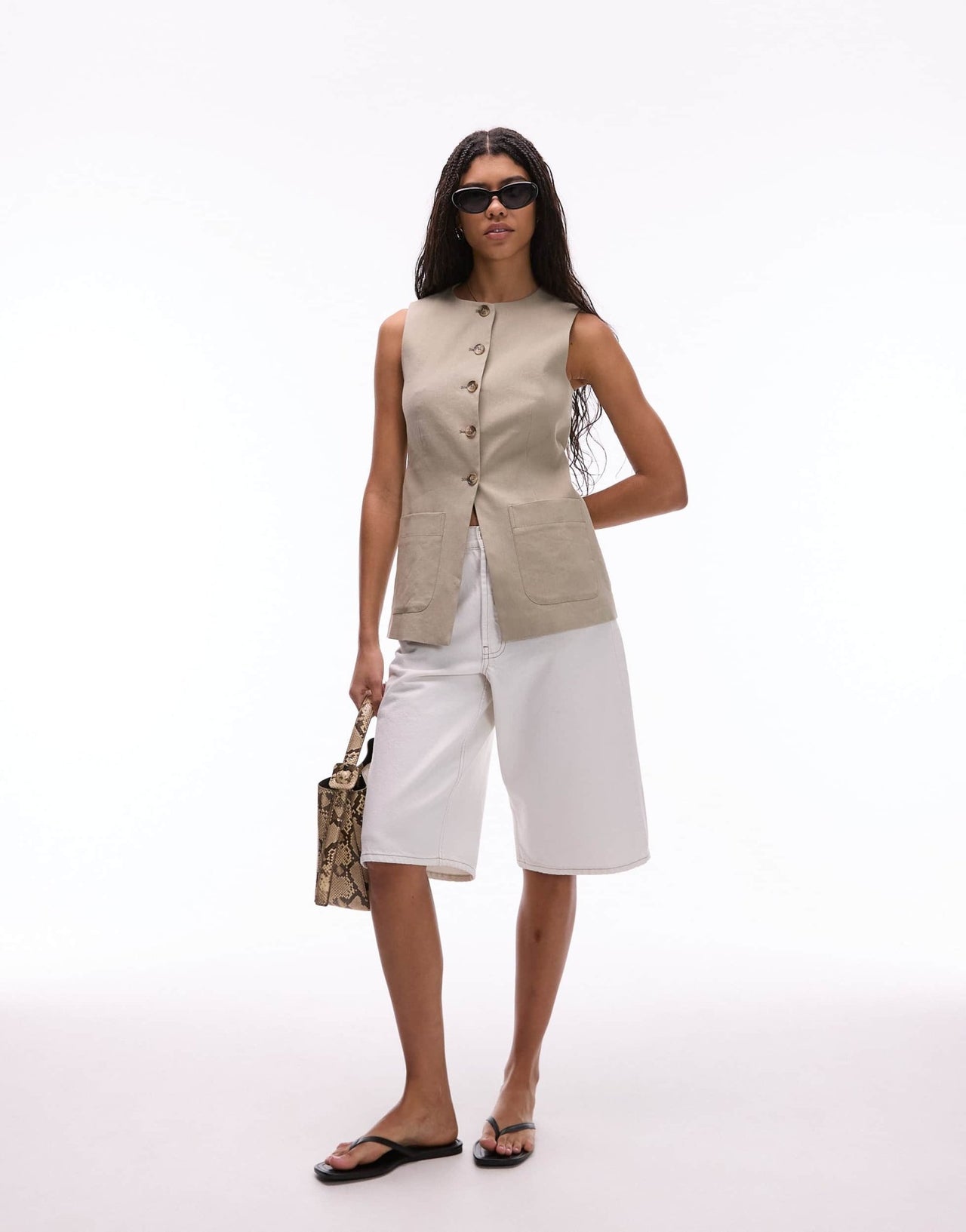 ARKET linen waistcoat with patch pockets in beige - ASOS Sample Sale