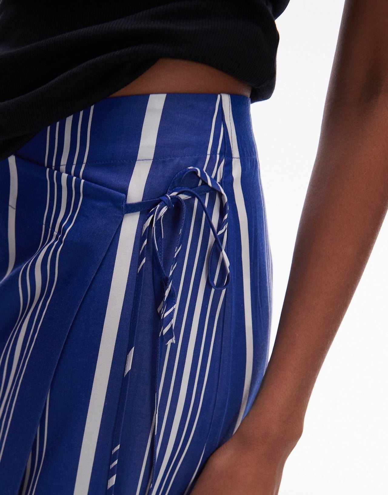 ARKET linen wrap beach midi skirt in blue pinstripe - ASOS Sample Sale