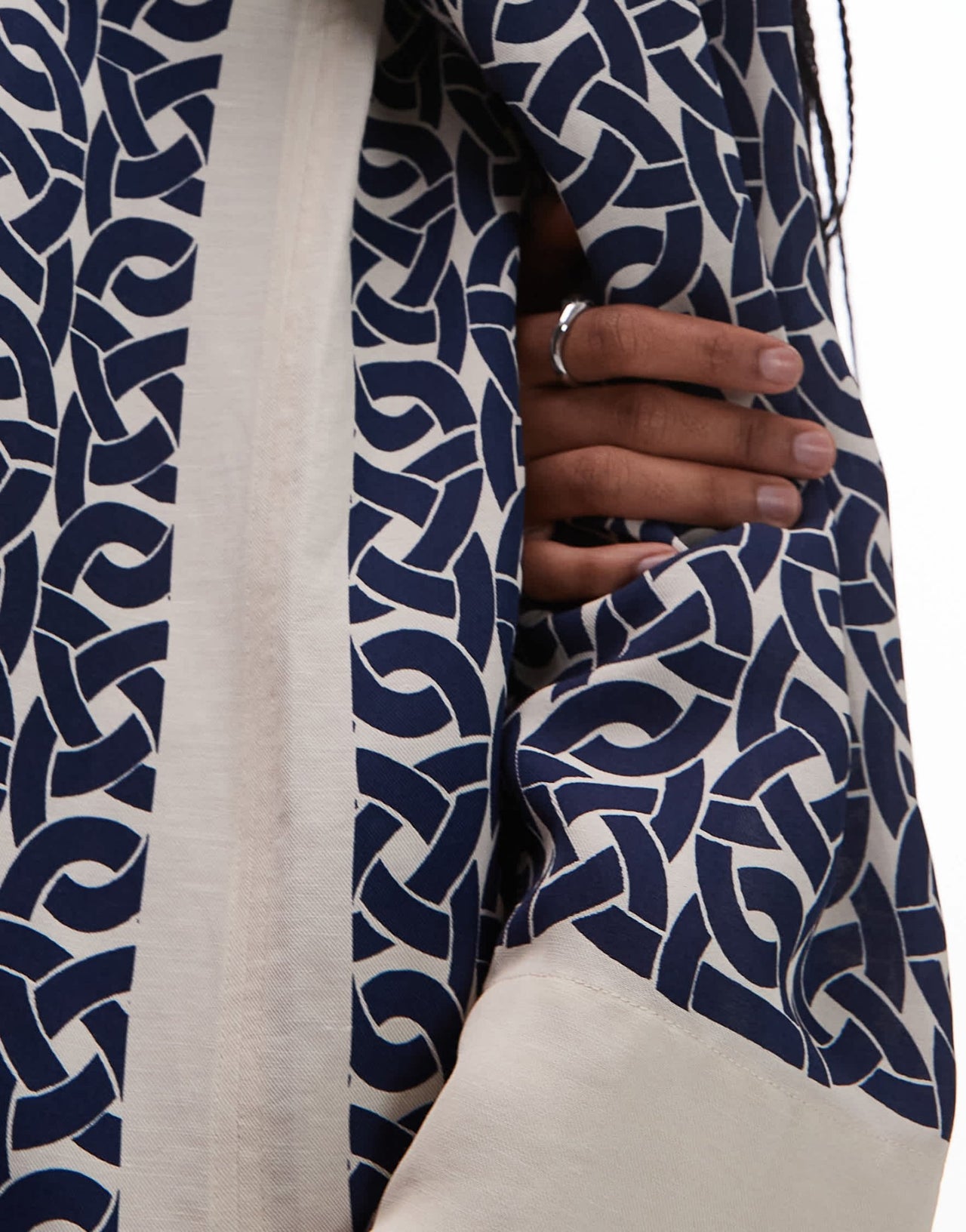 ARKET long sleeve midi shirt dress in blue and white print - ASOS Sample Sale