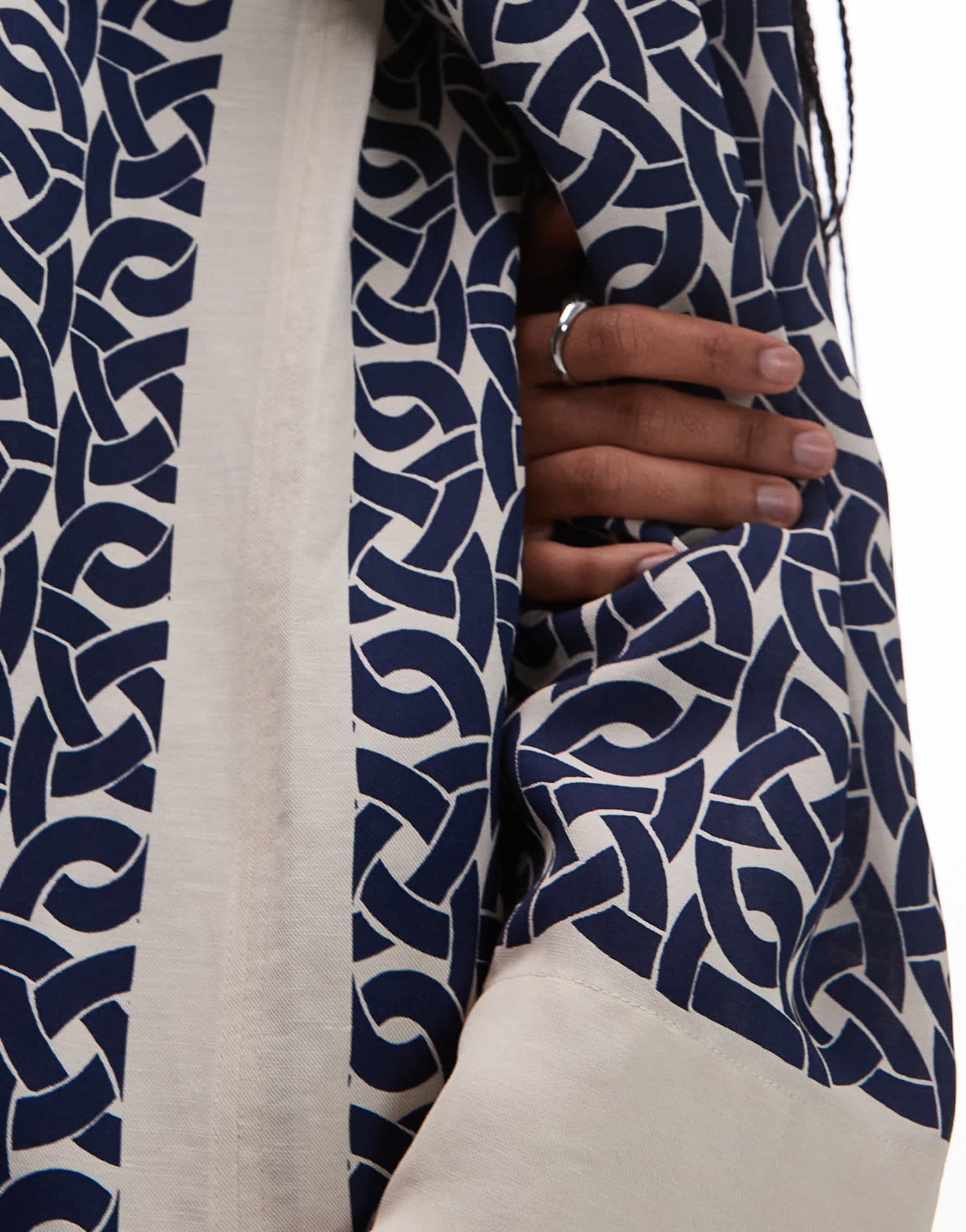 ARKET long sleeve midi shirt dress in blue and white print - ASOS Sample Sale