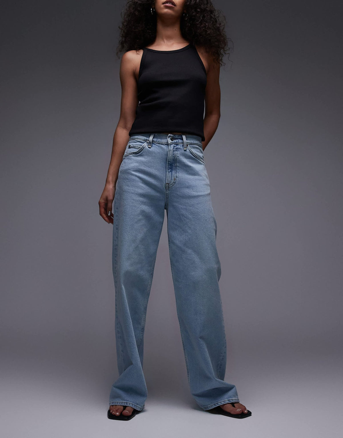 ARKET Lupine high rise wide leg jeans in light wash blue - ASOS Sample Sale
