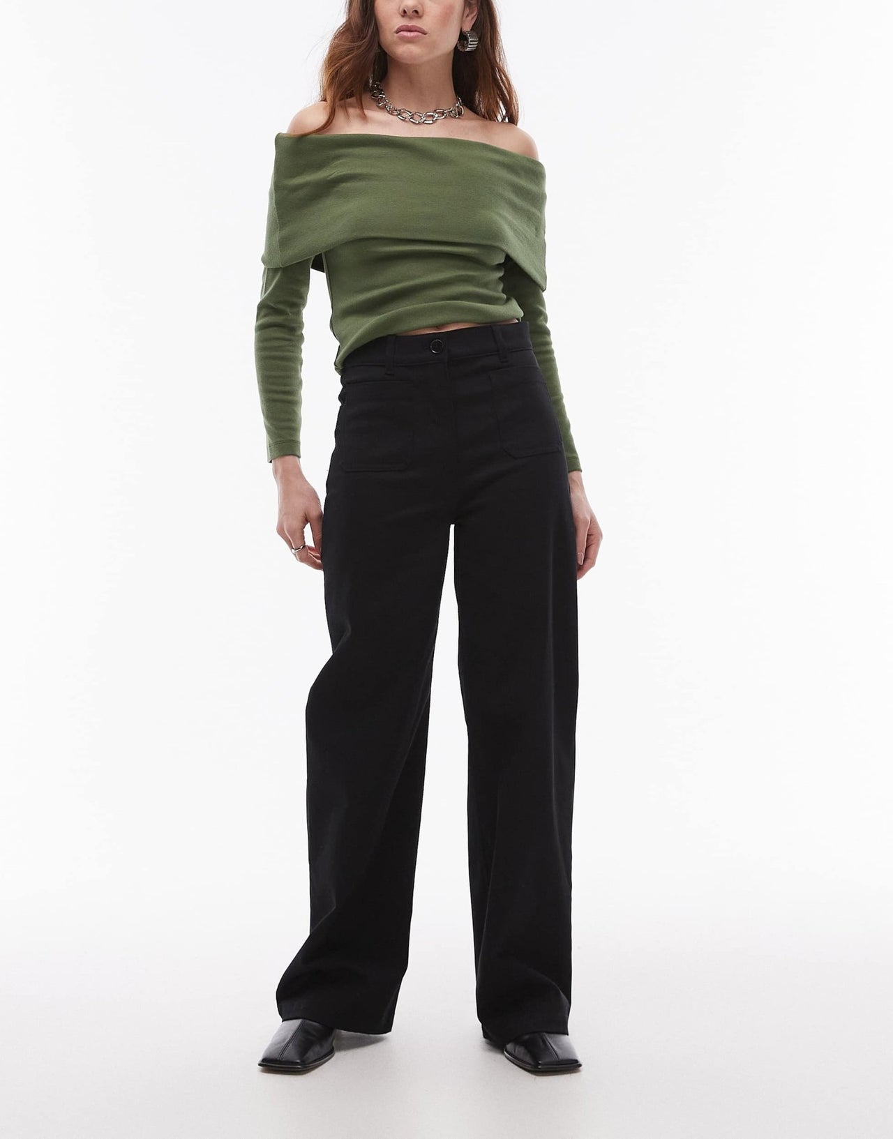ARKET Lupine stretch cotton high rise wide leg jeans in black - ASOS Sample Sale