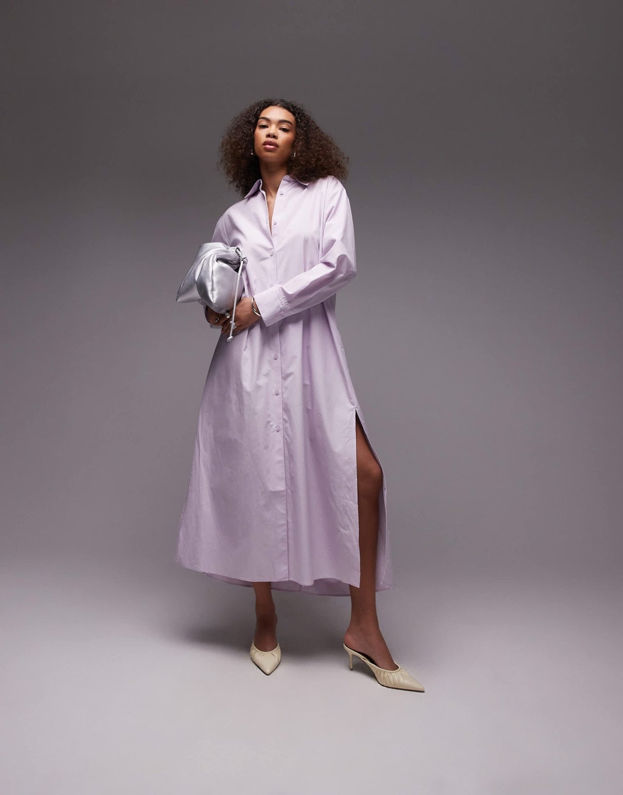 ARKET maxi shirt dress with side splits in lilac - ASOS Sample Sale
