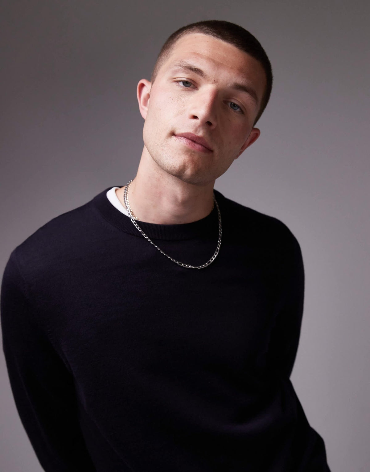 ARKET merino wool jumper with crew neck in dark blue - ASOS Sample Sale