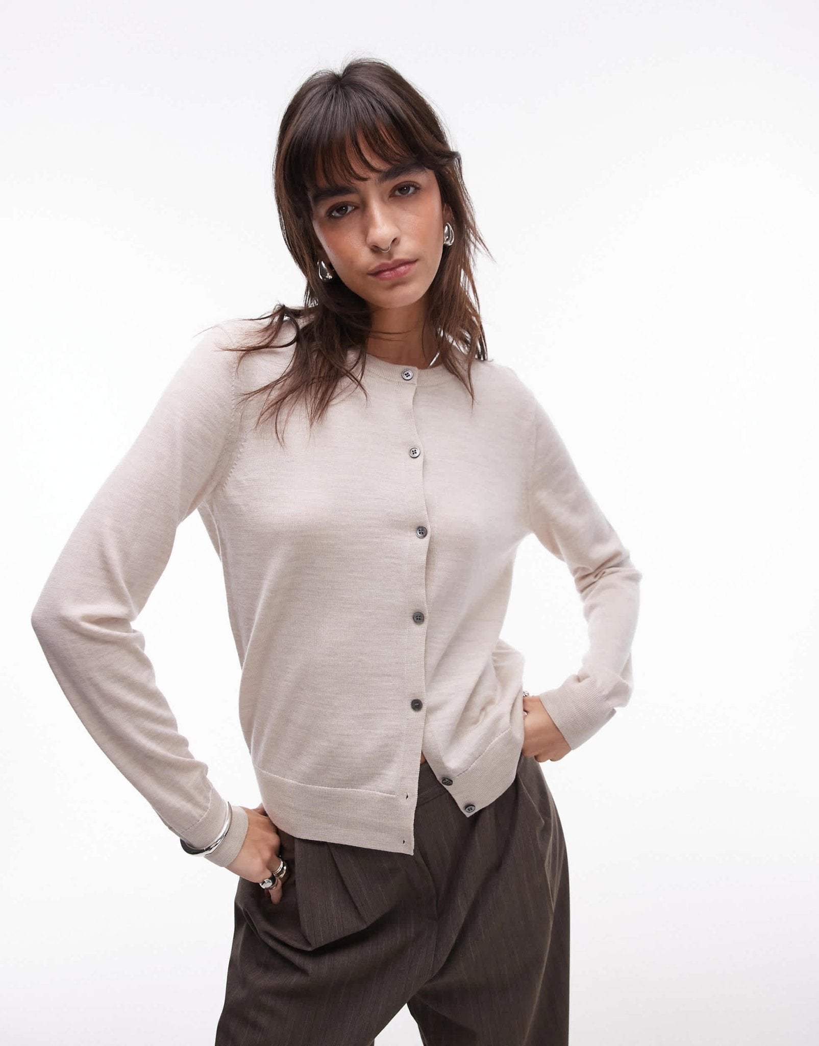 ARKET merino wool knitted cardigan in off white - ASOS Sample Sale