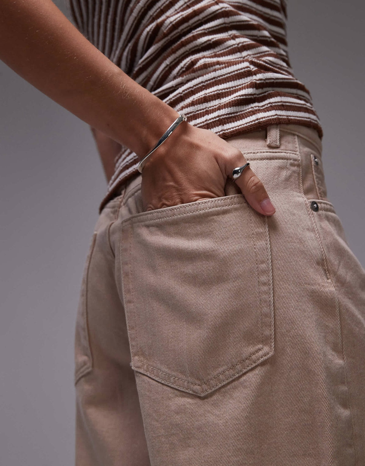 ARKET mid waist five pocket loose denim twill shorts in sand - ASOS Sample Sale