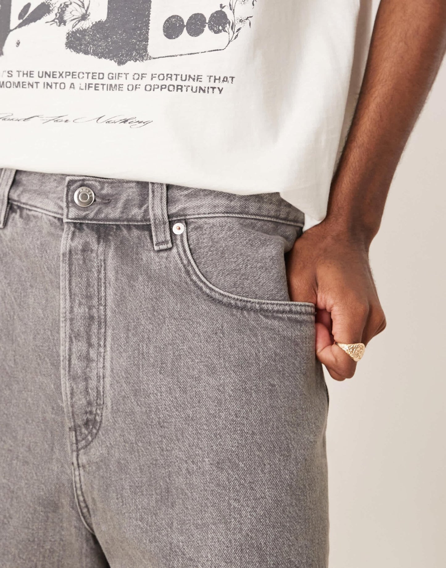 ARKET mid waist regular fit denim shorts in washed grey - ASOS Sample Sale