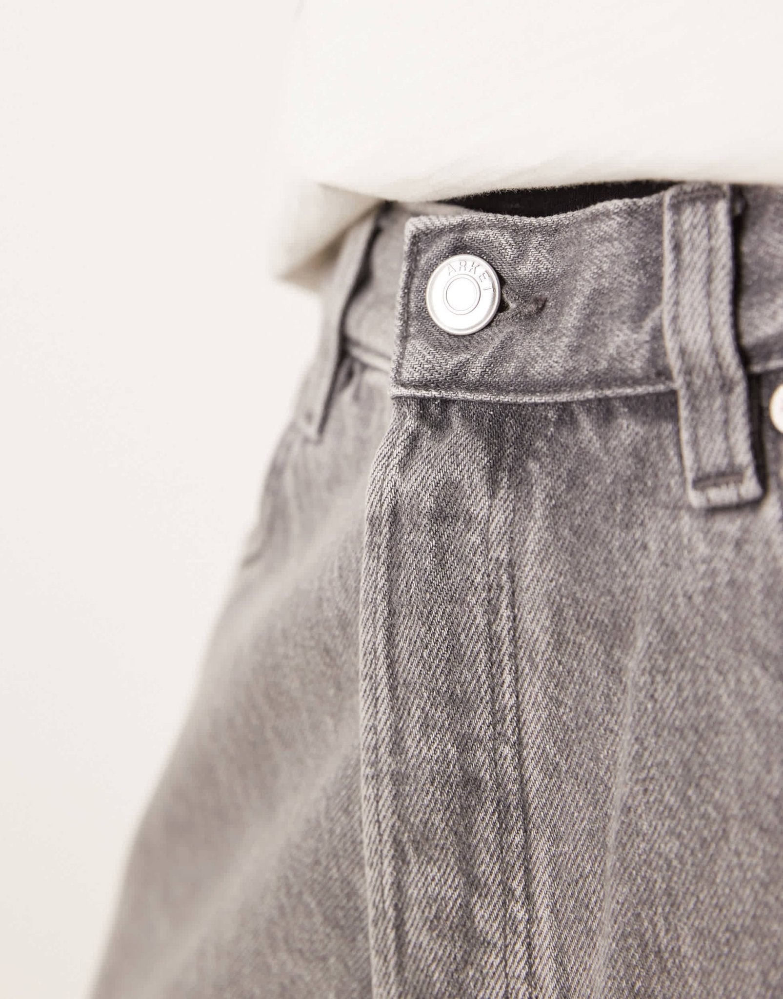 ARKET mid waist regular fit denim shorts in washed grey - ASOS Sample Sale