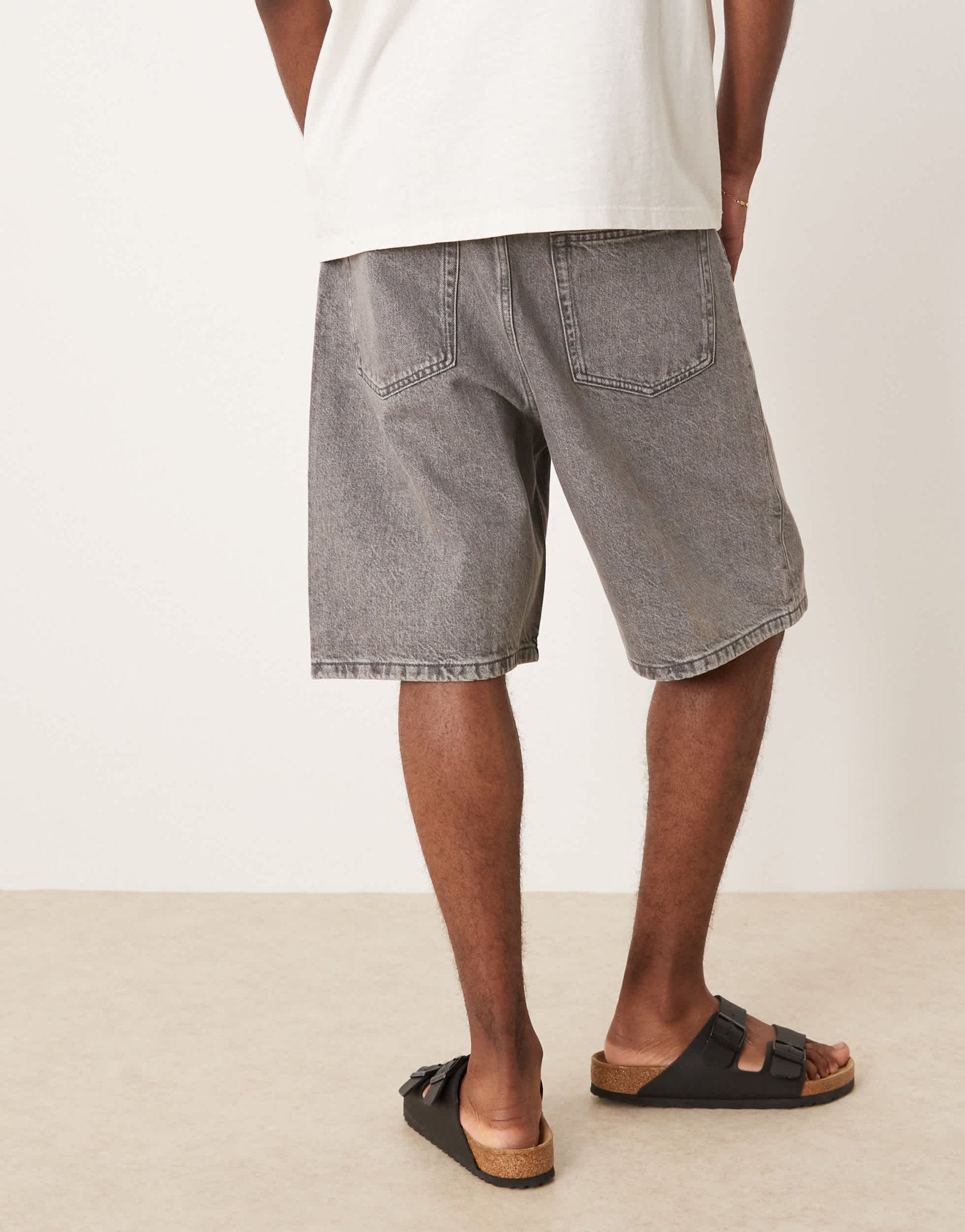 ARKET mid waist regular fit denim shorts in washed grey - ASOS Sample Sale