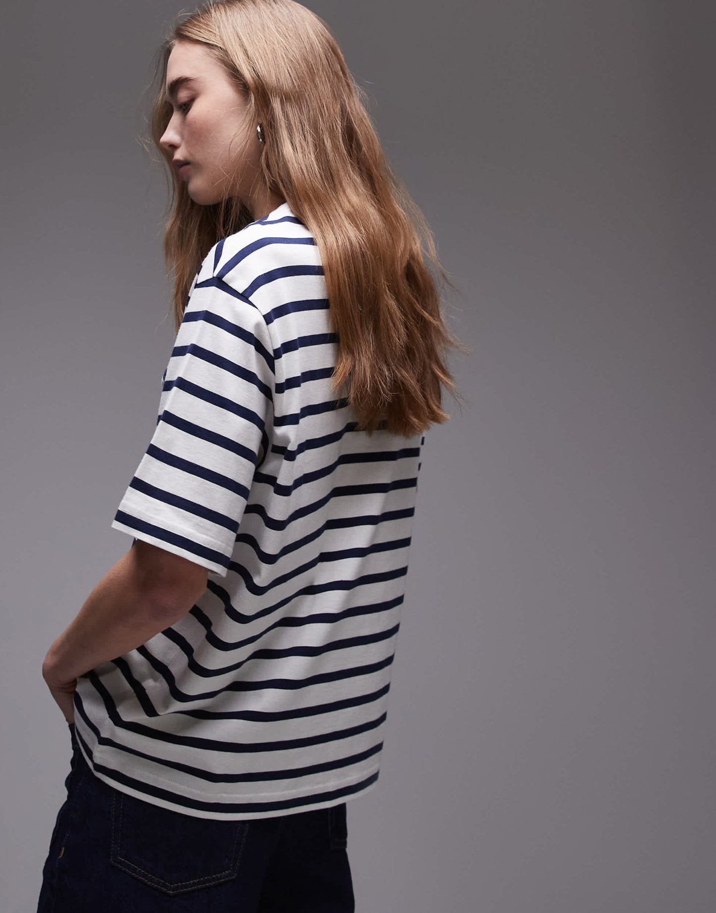 ARKET midweight short sleeve t-shirt in blue and white strips - ASOS Sample Sale