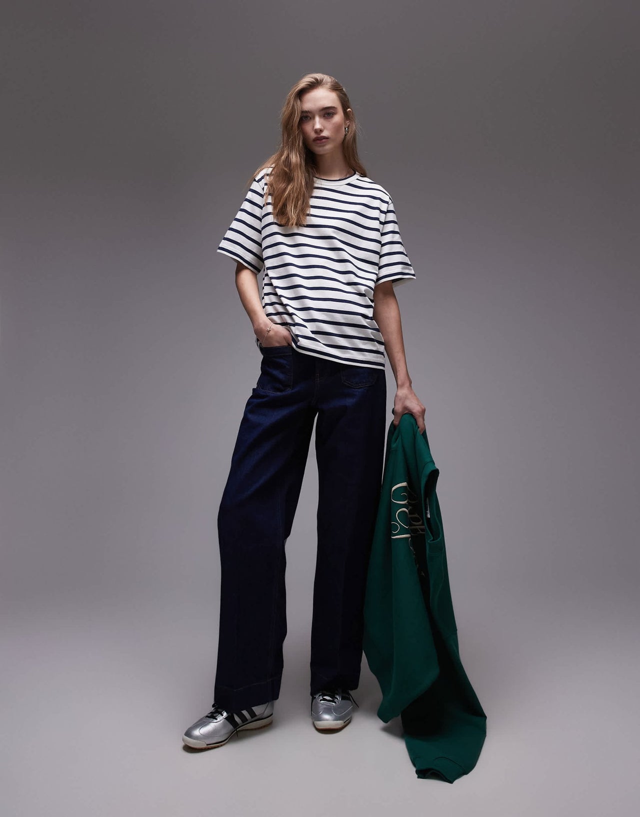 ARKET midweight short sleeve t-shirt in blue and white strips - ASOS Sample Sale