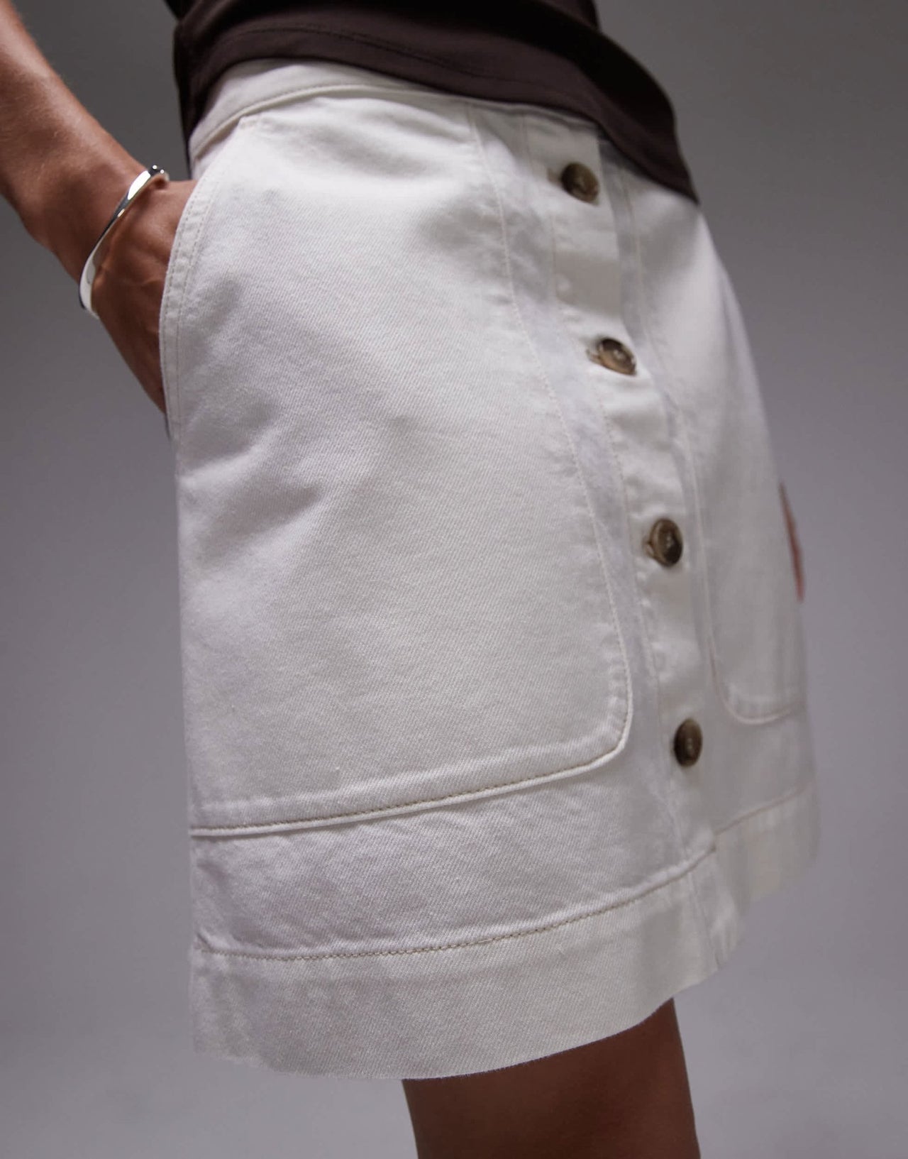 ARKET minimal denim mini skirt in off white - ASOS Sample Sale