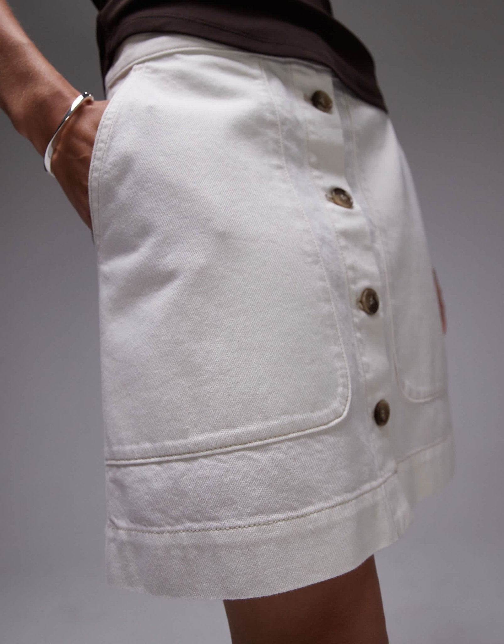 ARKET minimal denim mini skirt in off white - ASOS Sample Sale