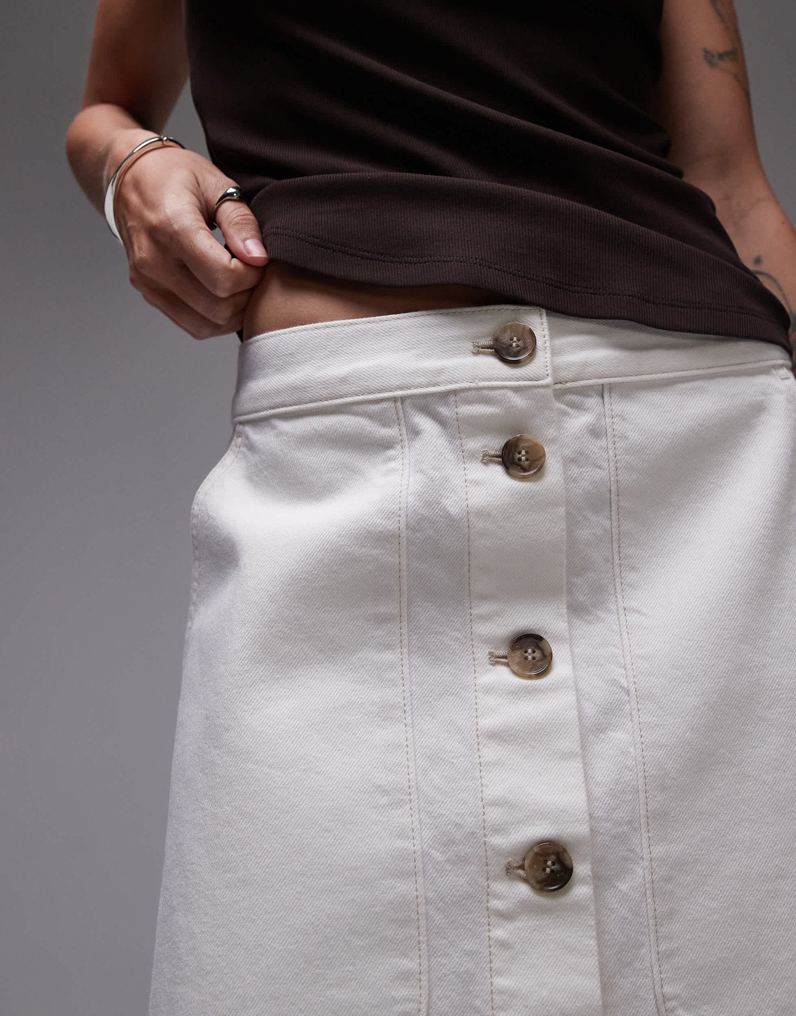 ARKET minimal denim mini skirt in off white - ASOS Sample Sale