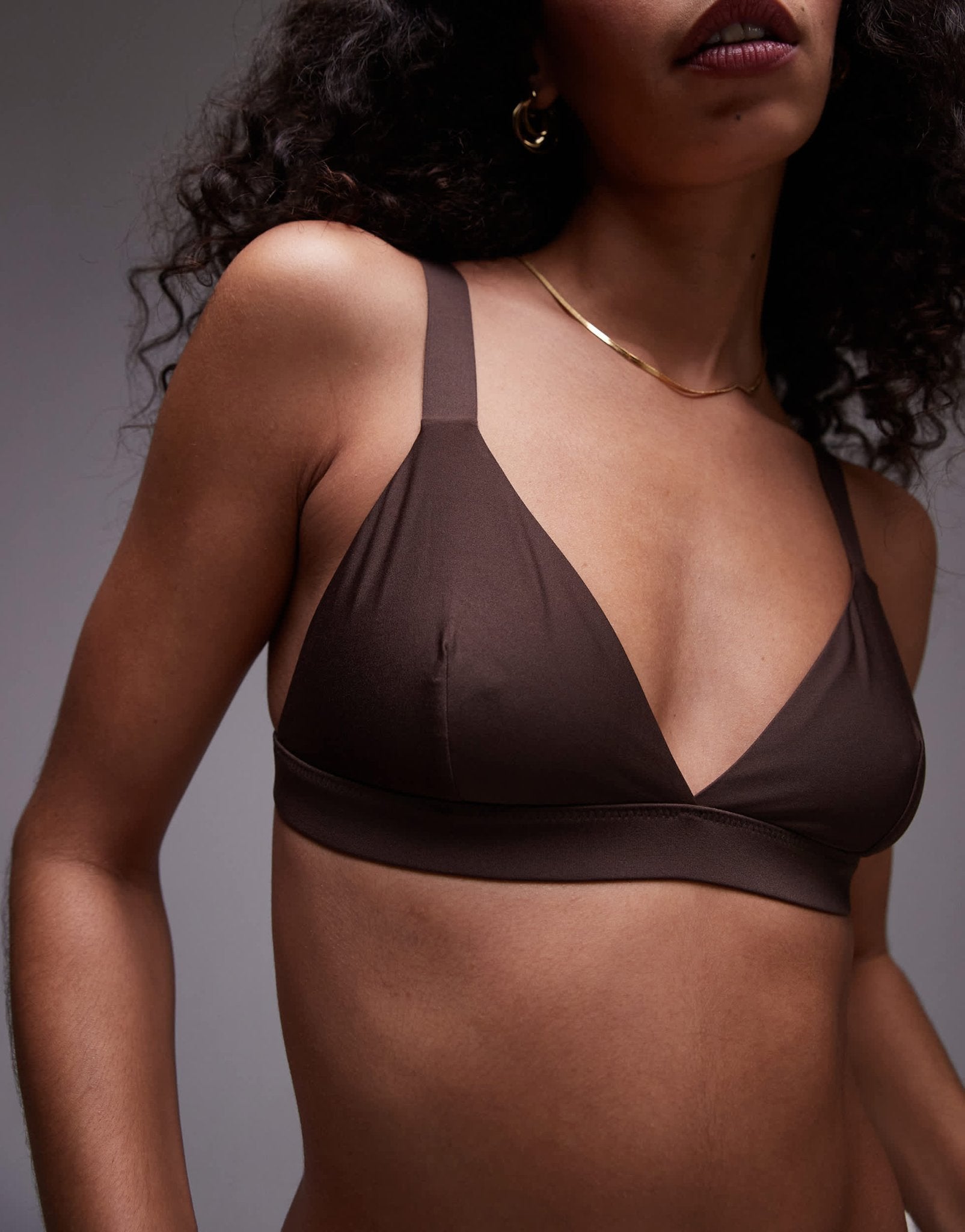 ARKET mix and match microfibre soft triangle bra in brown - ASOS Sample Sale