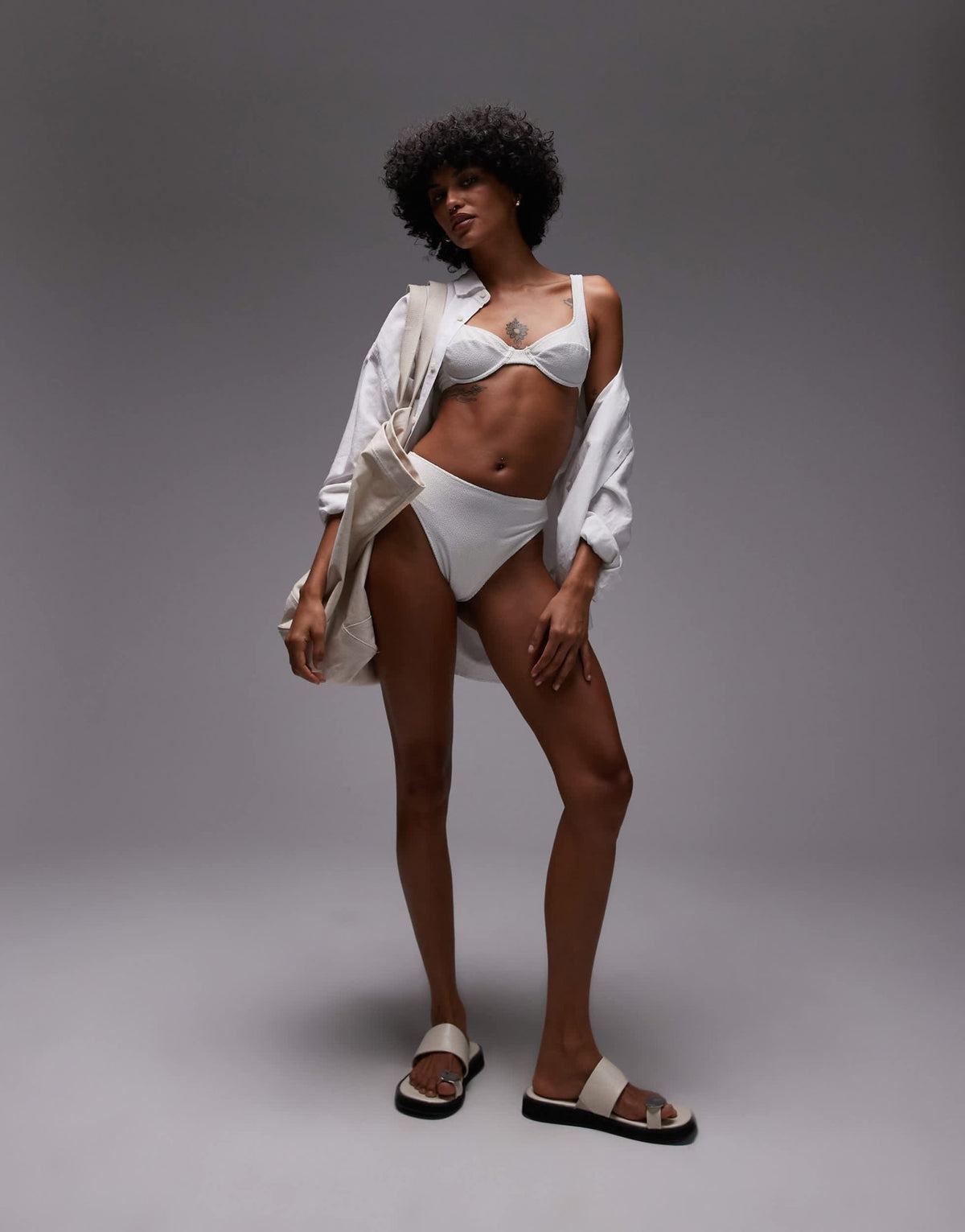 ARKET mix & match crinkle bubble wire bikini top in white - ASOS Sample Sale