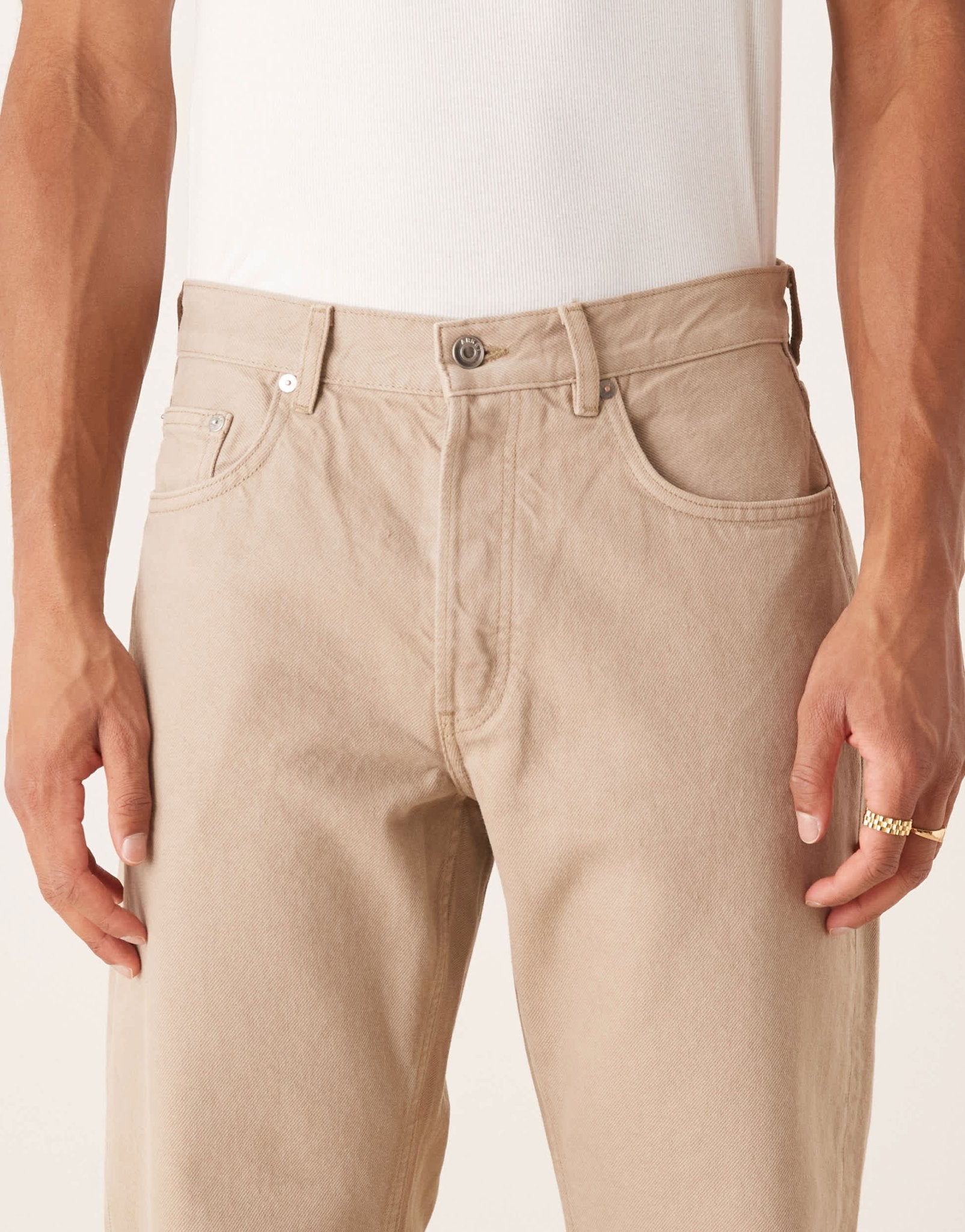 ARKET Ocean loose fit jeans in beige pigment wash - ASOS Sample Sale