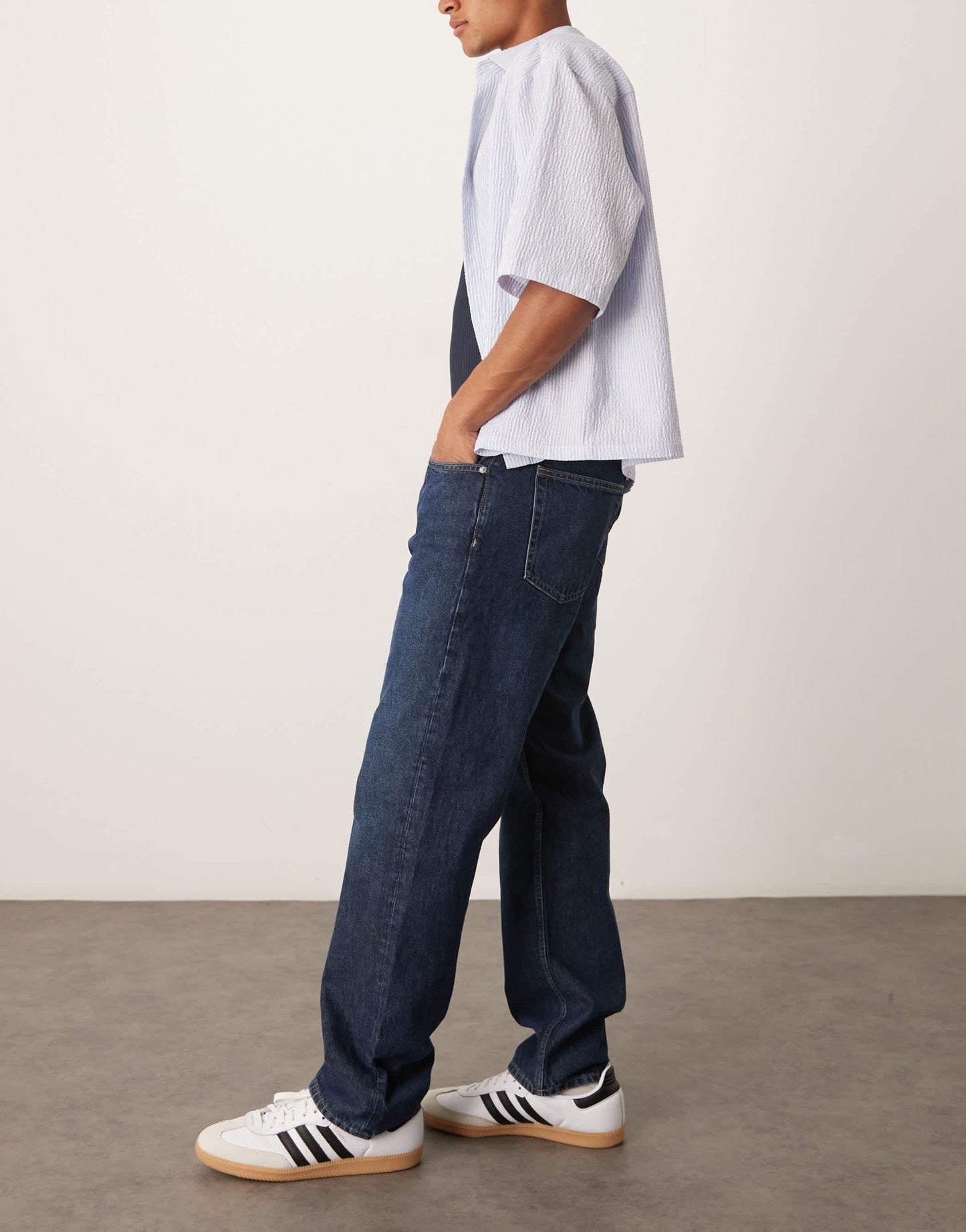 ARKET Ocean loose straight leg jeans in deep blue wash - ASOS Sample Sale