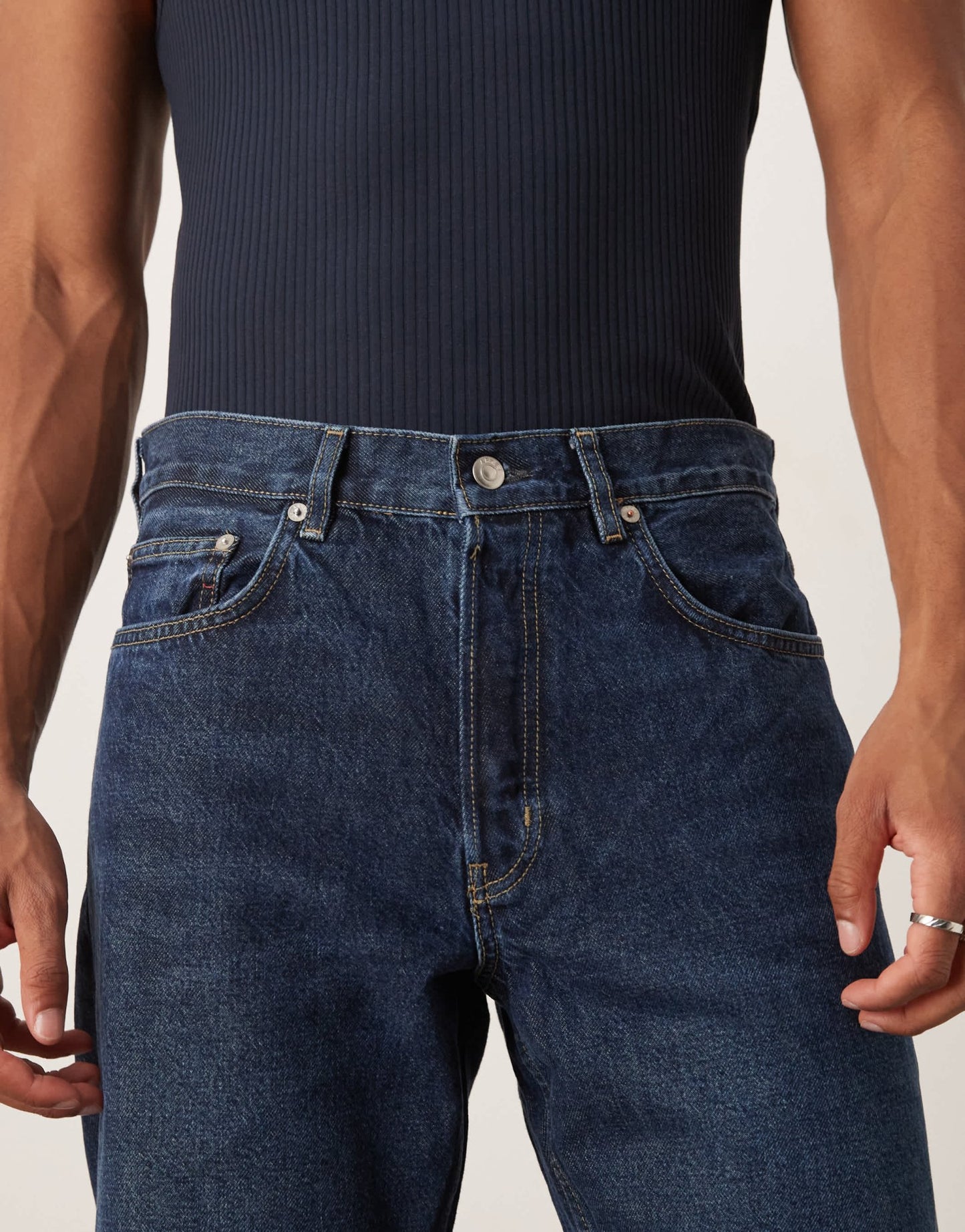ARKET Ocean loose straight leg jeans in deep blue wash - ASOS Sample Sale
