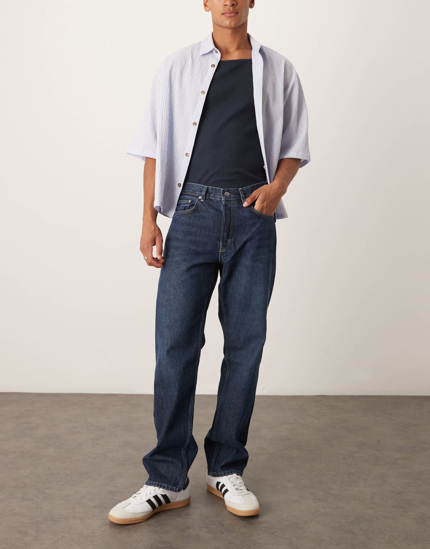 ARKET Ocean loose straight leg jeans in deep blue wash - ASOS Sample Sale