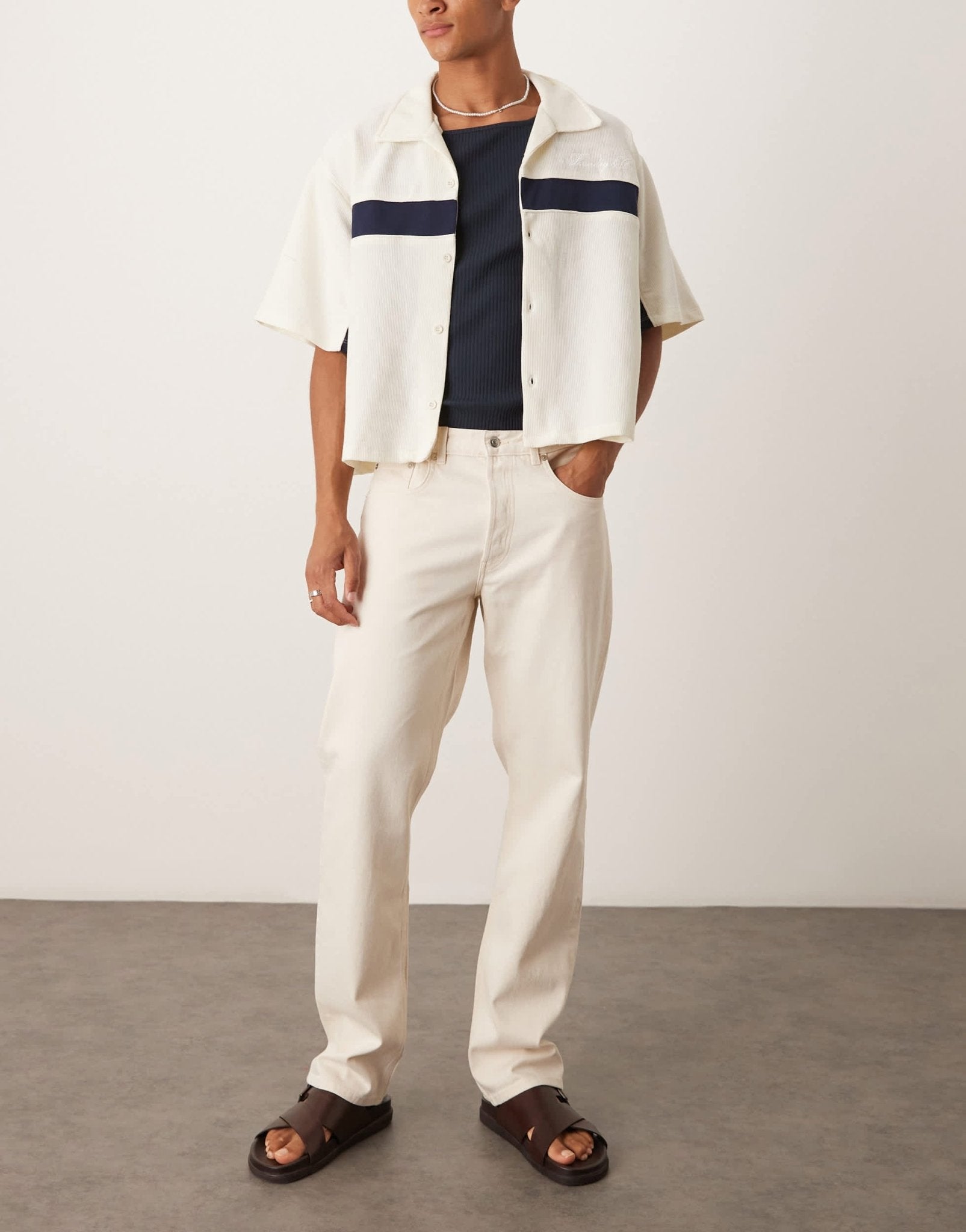 ARKET Ocean loose straight leg jeans in ecru - ASOS Sample Sale
