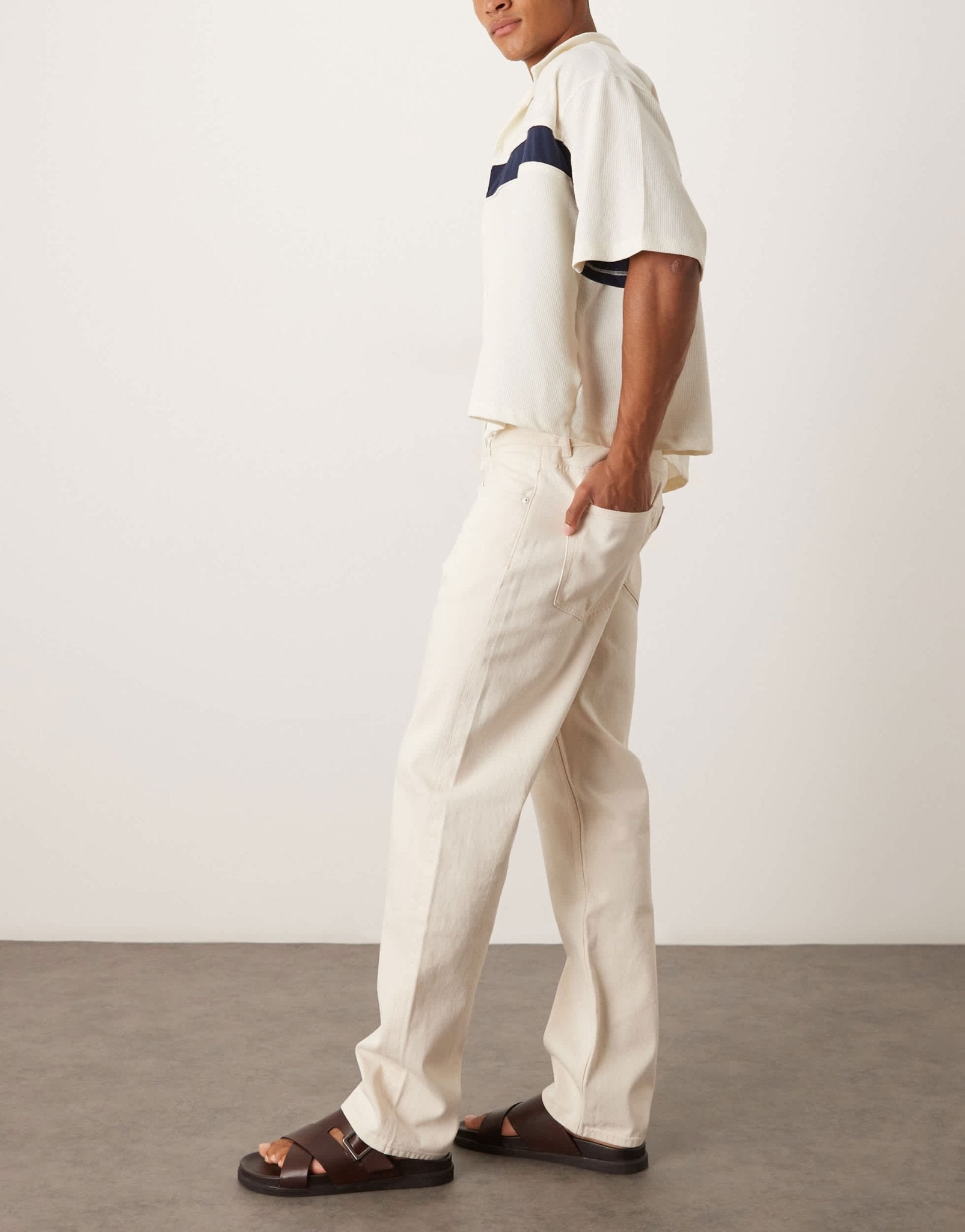 ARKET Ocean loose straight leg jeans in ecru - ASOS Sample Sale