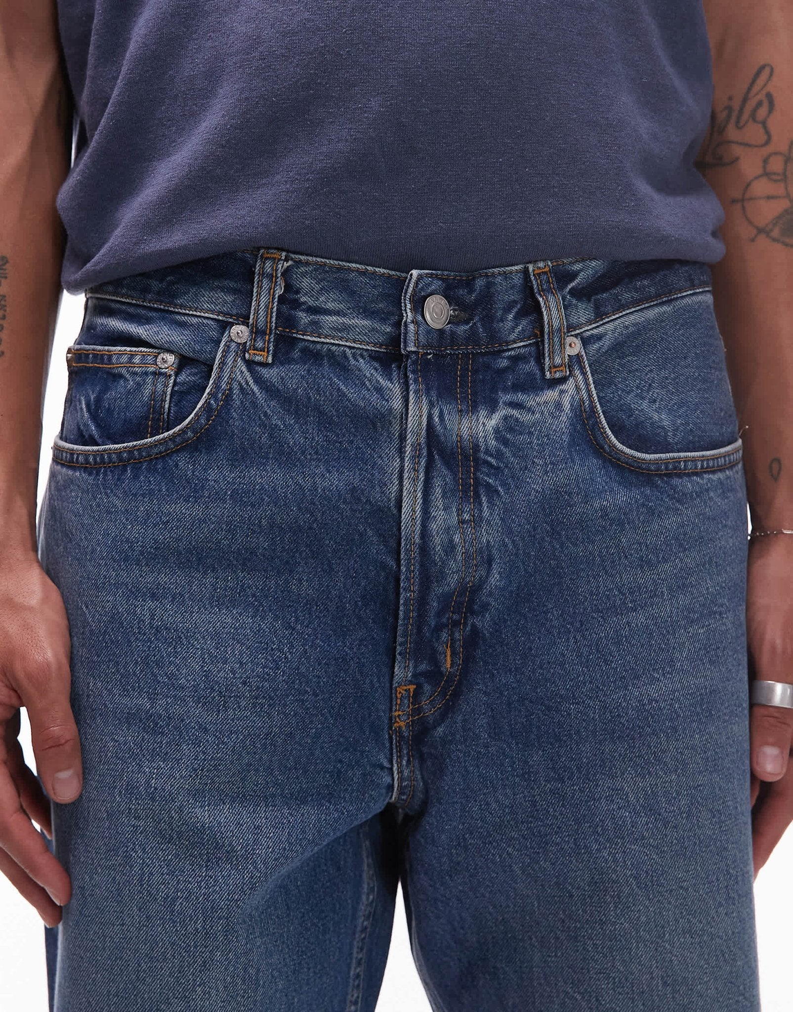 ARKET Ocean loose straight leg jeans in rinse wash blue - ASOS Sample Sale