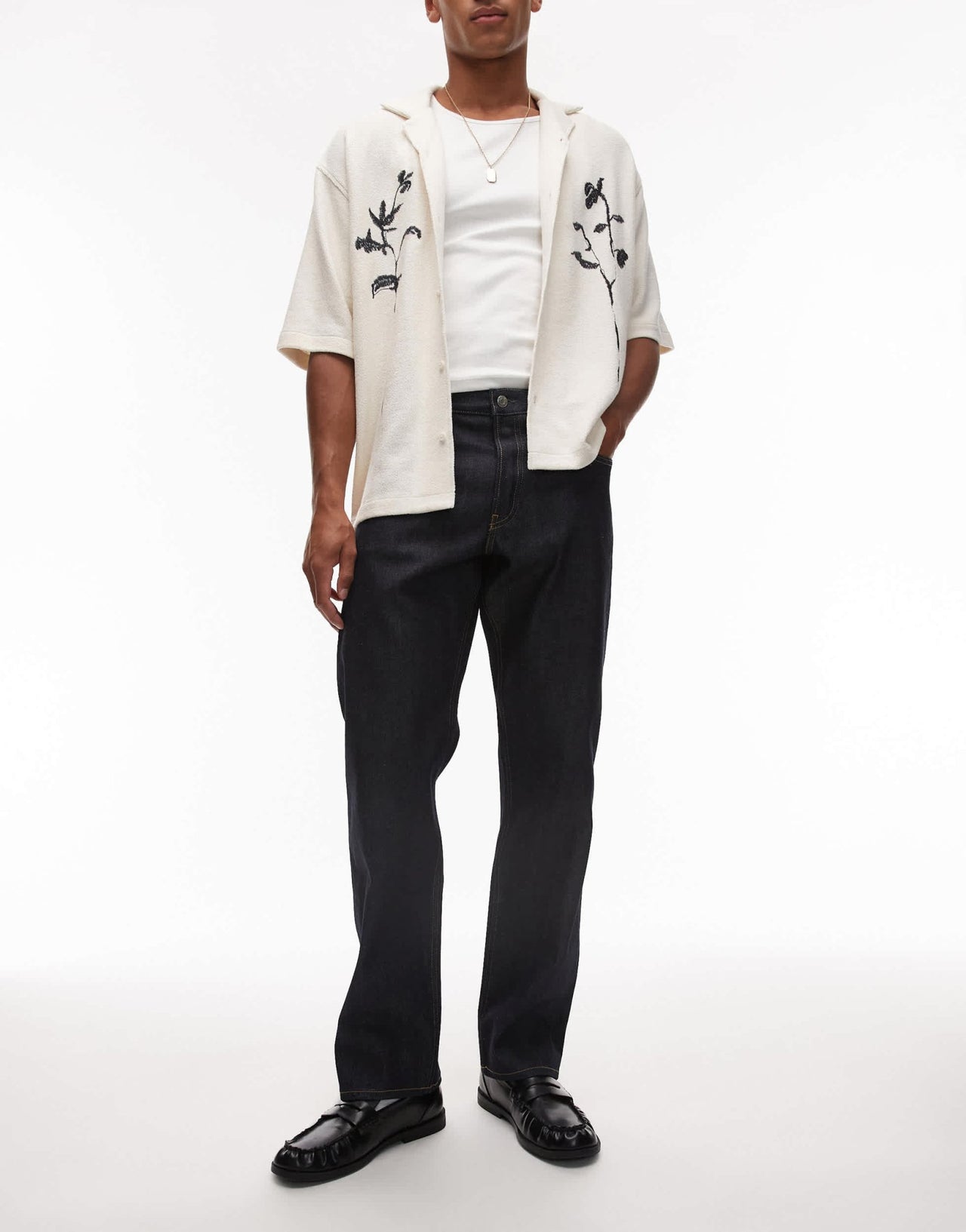 ARKET Ocean selvedge turn up loose straight leg jeans in clean rinse wash blue - ASOS Sample Sale