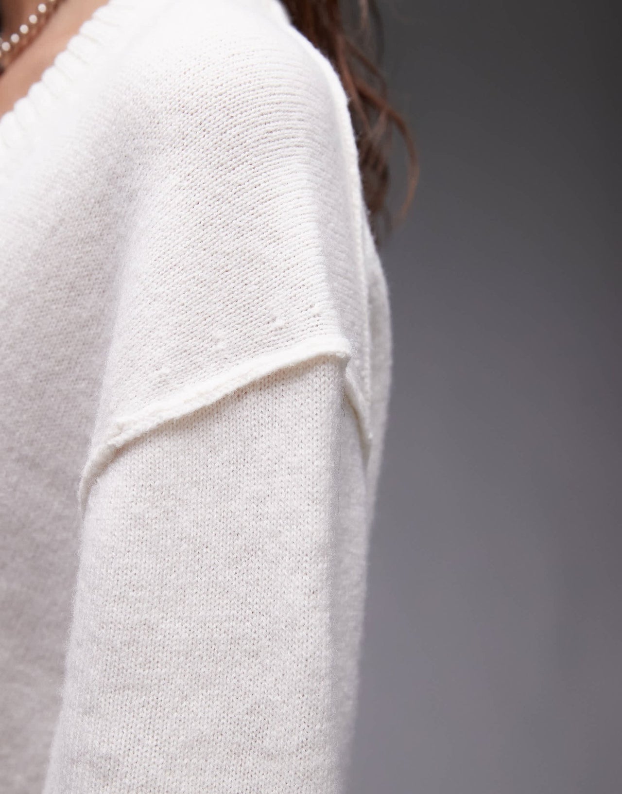 ARKET oversized knitted midaxi dress with side splits in off - white - ASOS Sample Sale