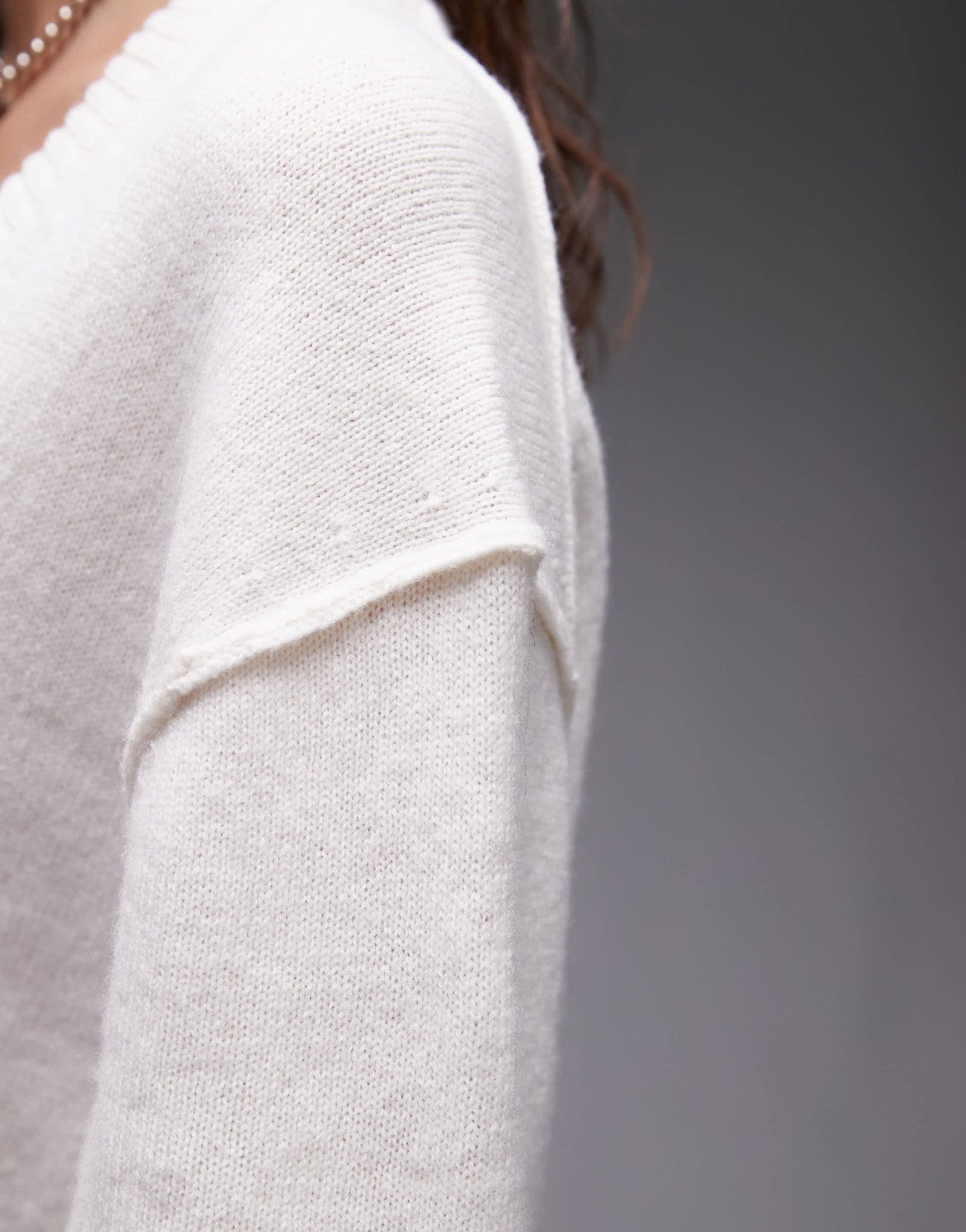 ARKET oversized knitted midaxi dress with side splits in off - white - ASOS Sample Sale
