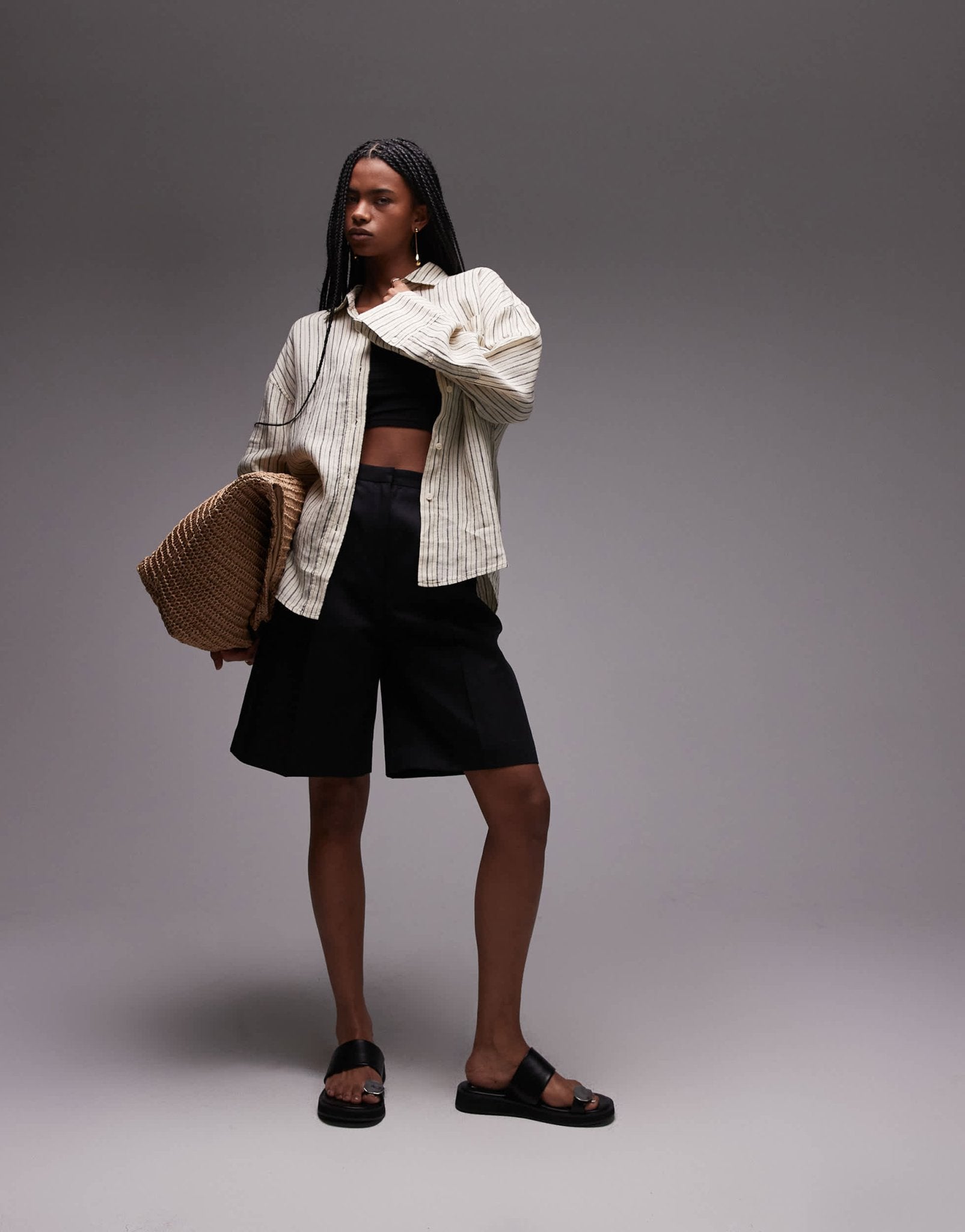 ARKET oversized linen shirt in beige - ASOS Sample Sale