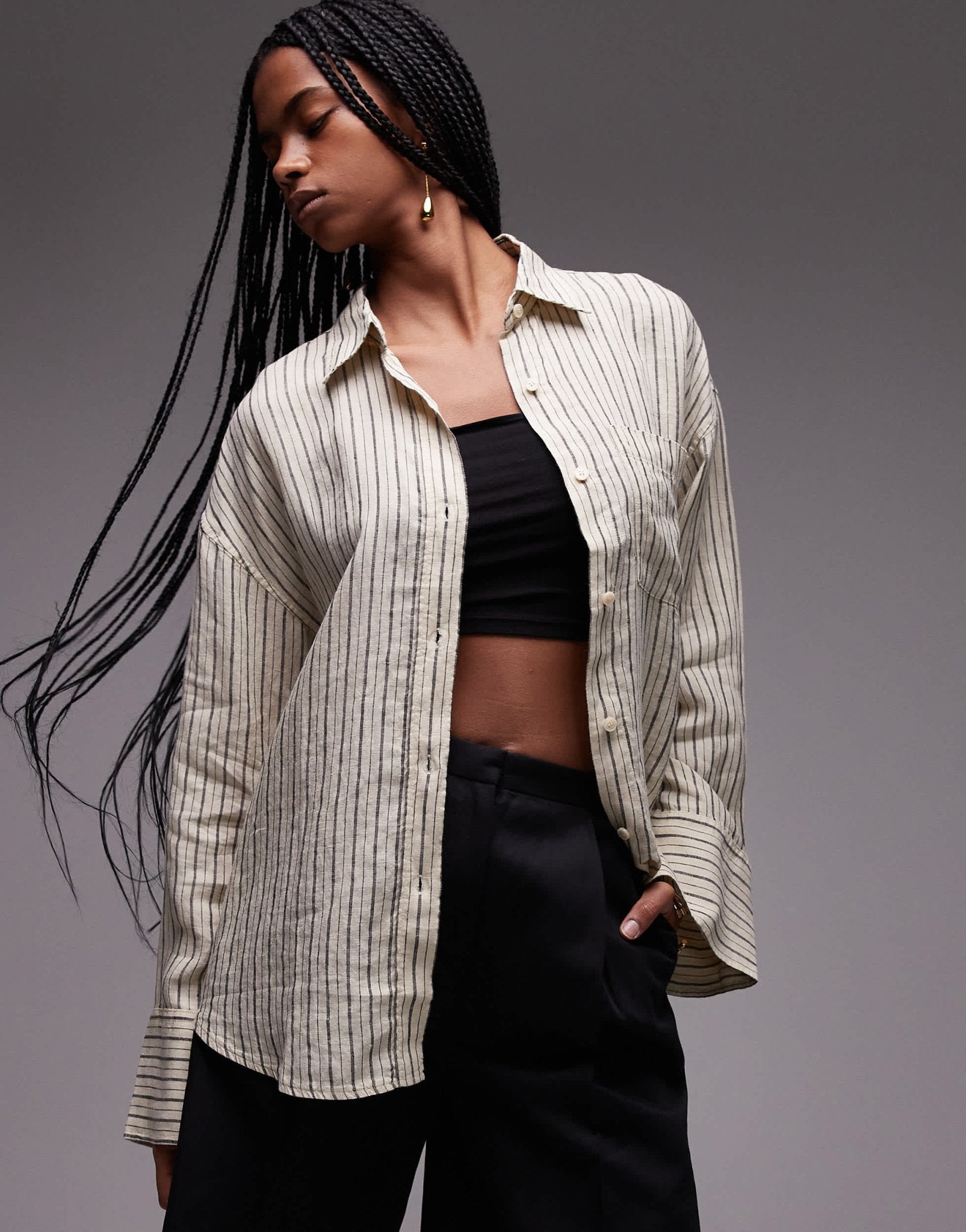 ARKET oversized linen shirt in beige - ASOS Sample Sale