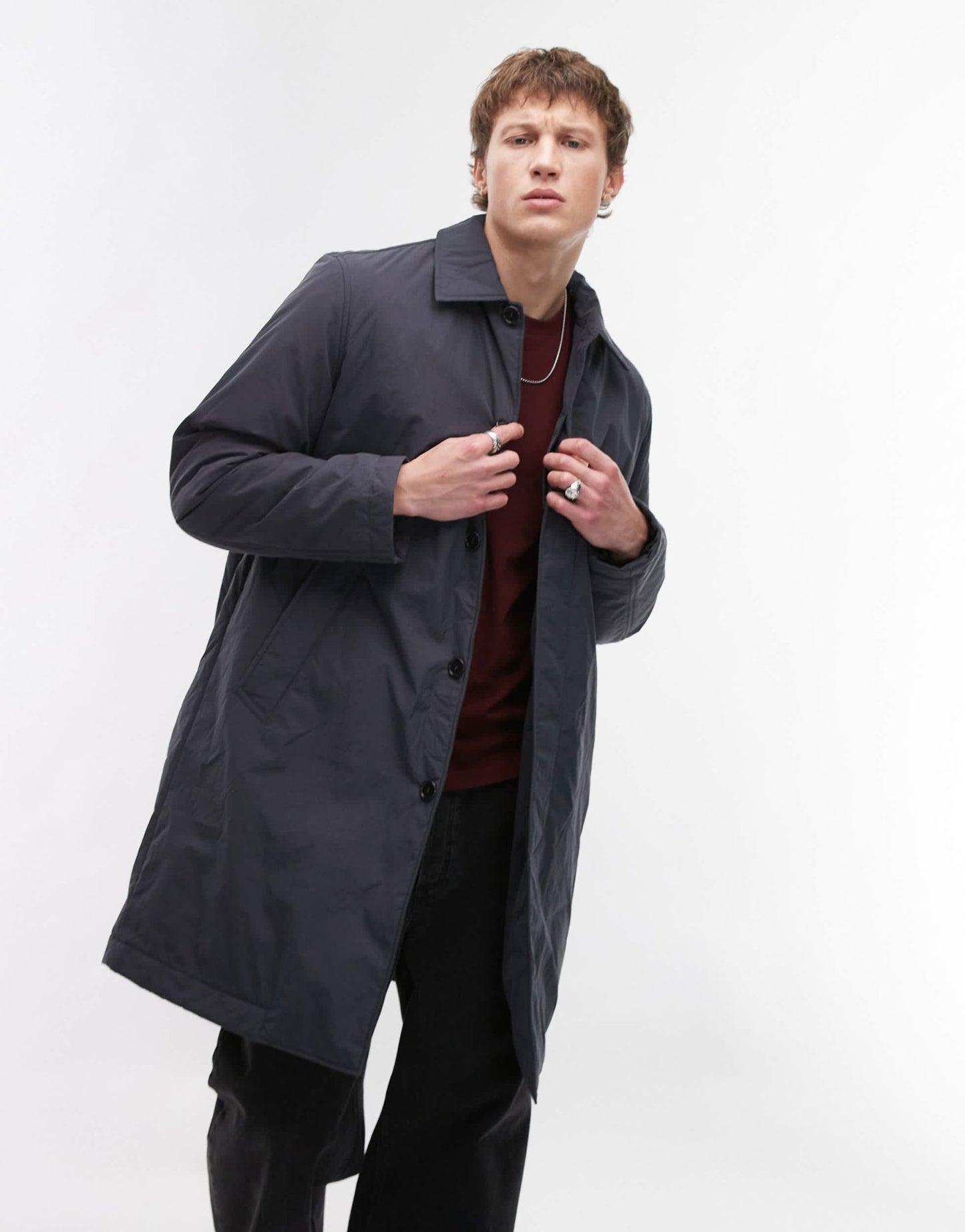 ARKET padded overcoat in grey blue - ASOS Sample Sale