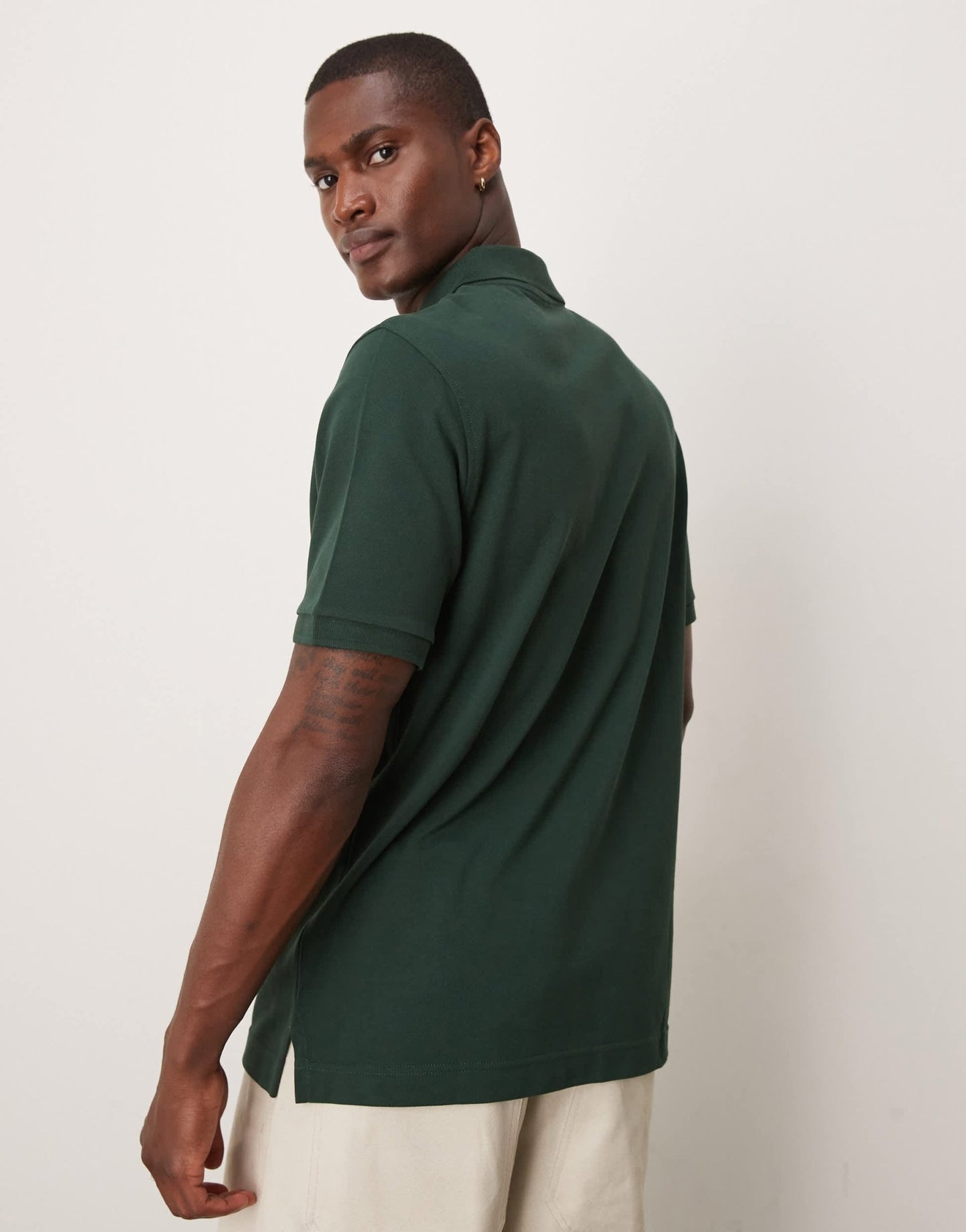 ARKET pique jersey short sleeve polo shirt in dark green - ASOS Sample Sale