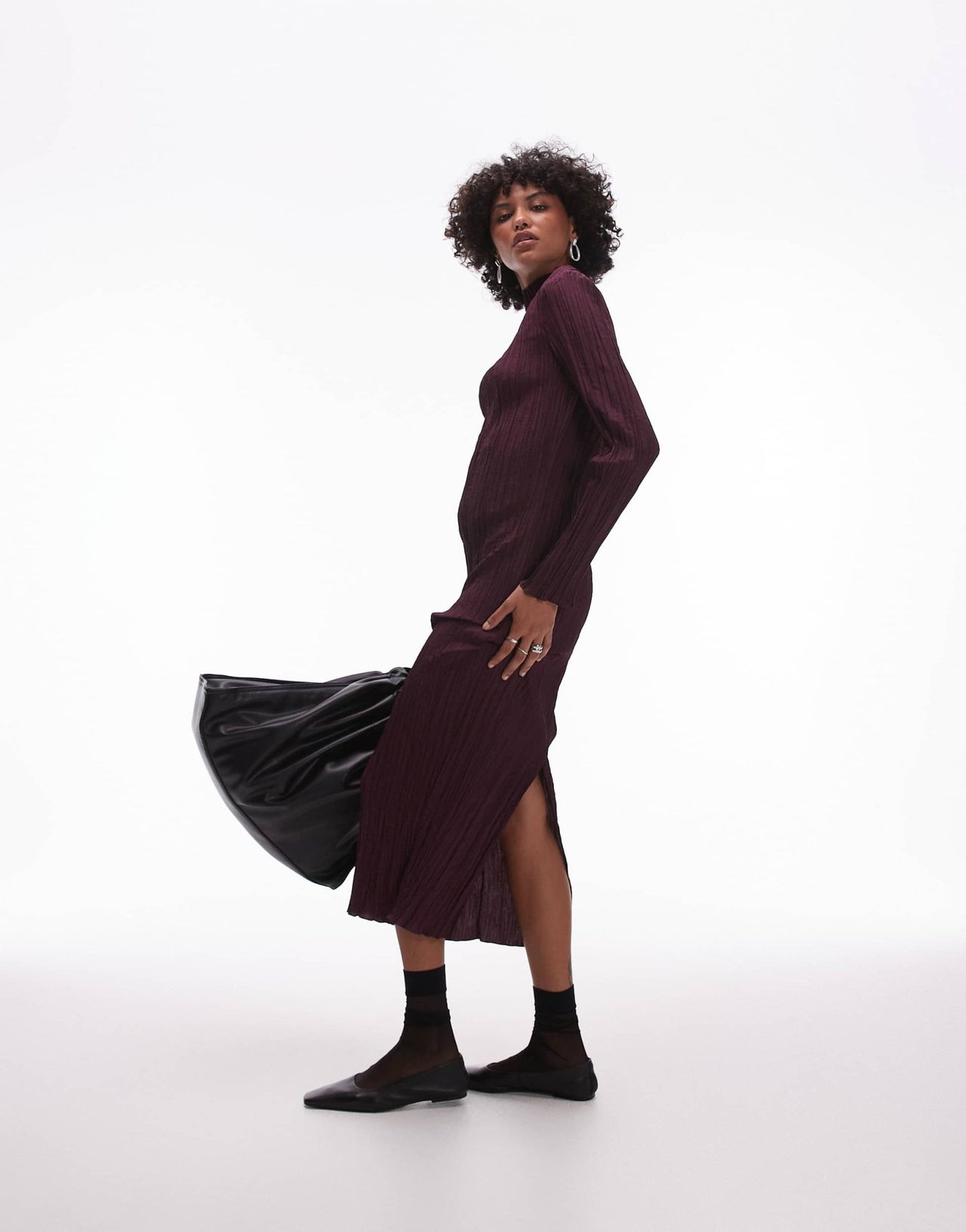 ARKET plisse maxi dress in burgundy - ASOS Sample Sale