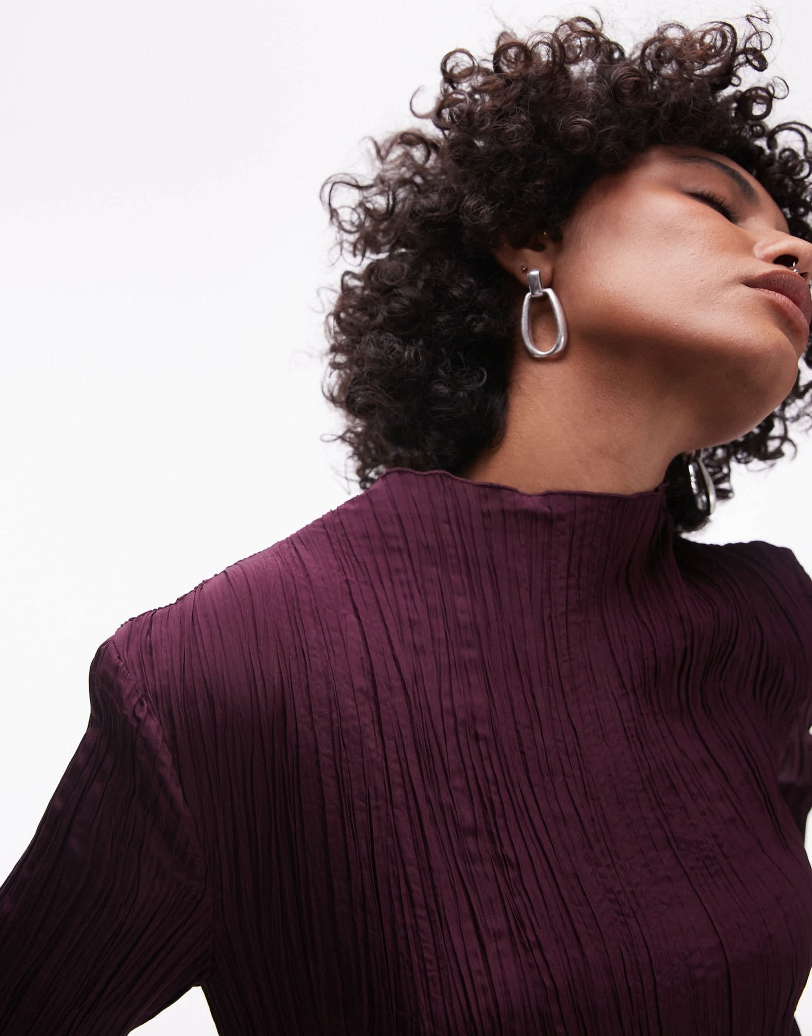 ARKET plisse maxi dress in burgundy - ASOS Sample Sale