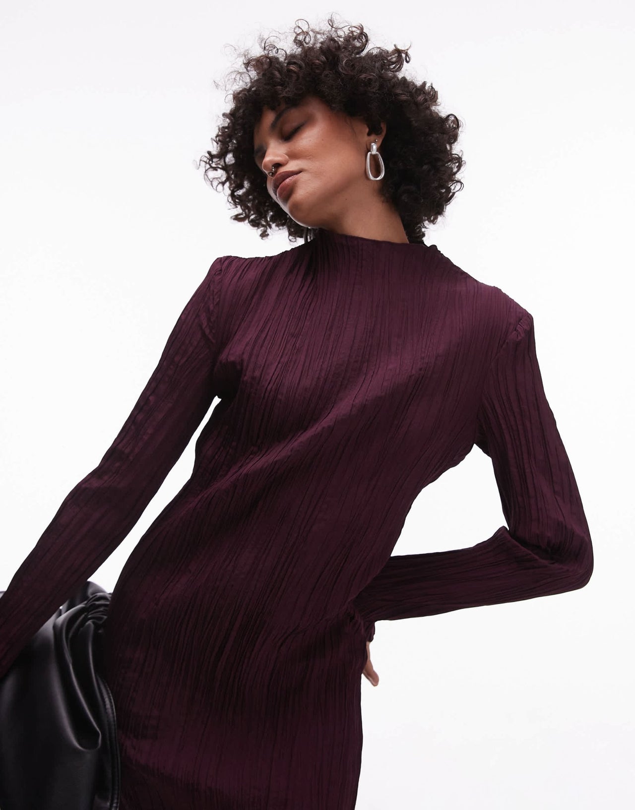 ARKET plisse maxi dress in burgundy - ASOS Sample Sale