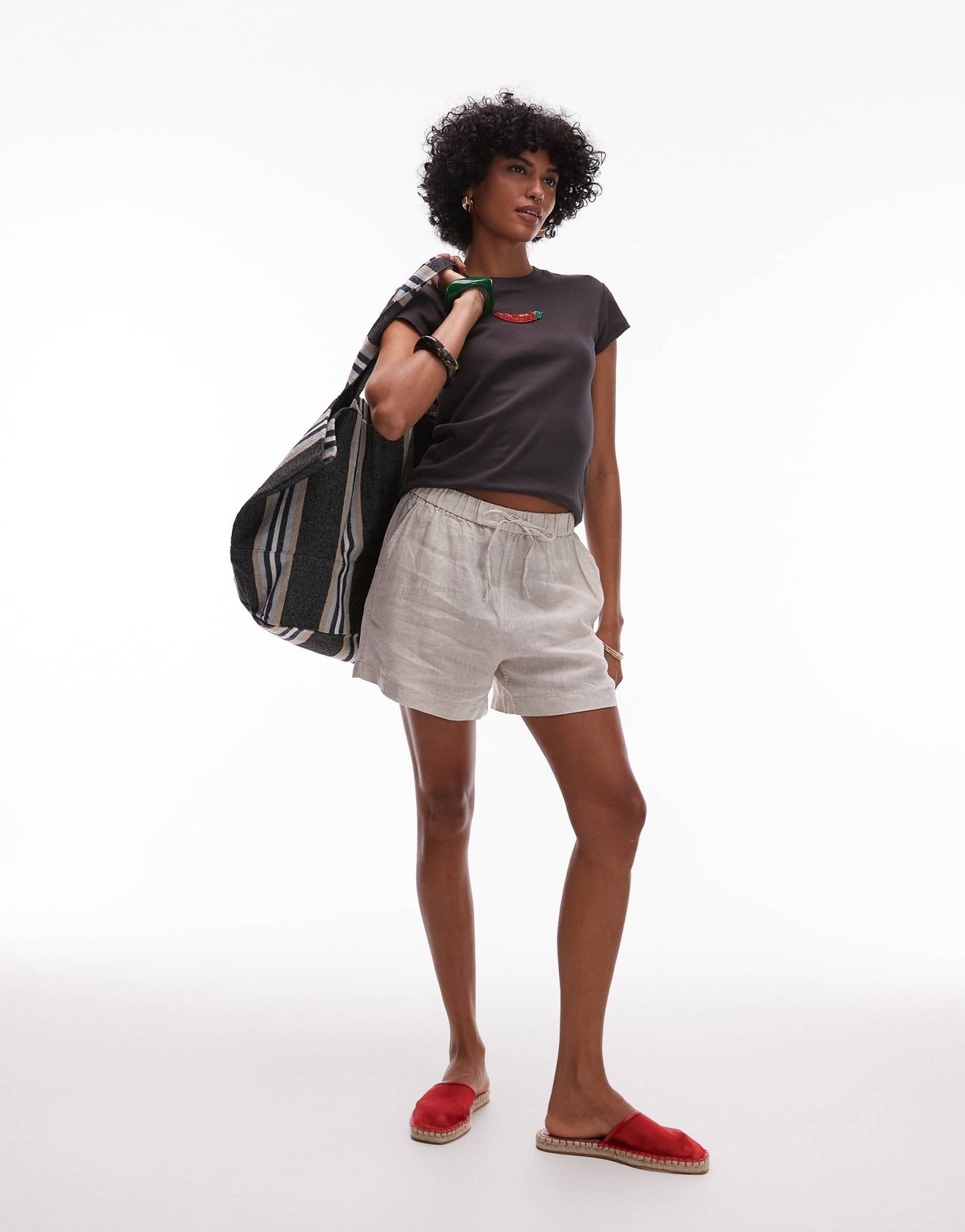 ARKET pull on linen shorts in beige - ASOS Sample Sale