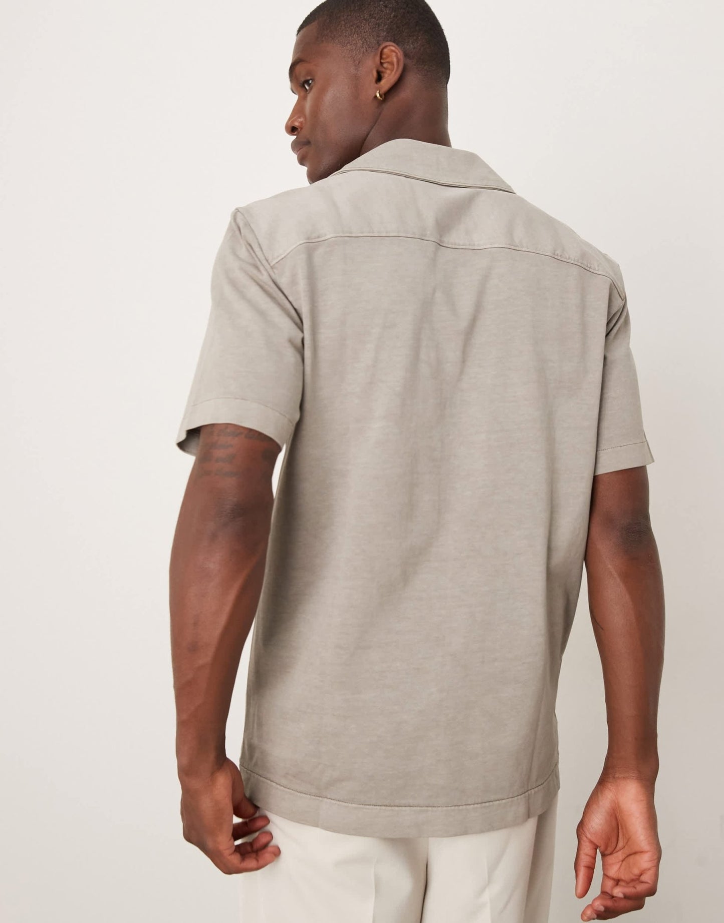 ARKET pure cotton heavyweight jersey short sleeve shirt in grey - ASOS Sample Sale