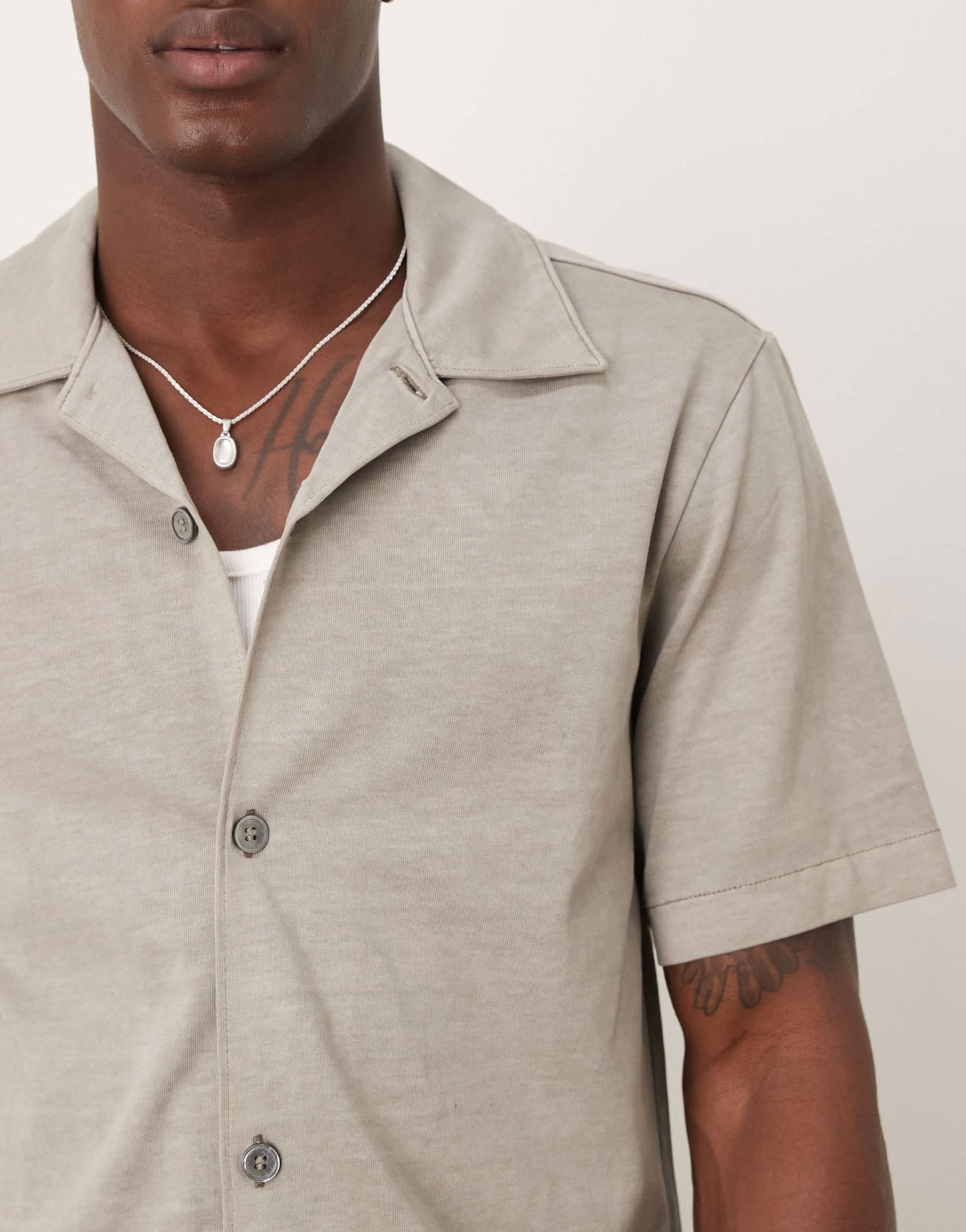 ARKET pure cotton heavyweight jersey short sleeve shirt in grey - ASOS Sample Sale